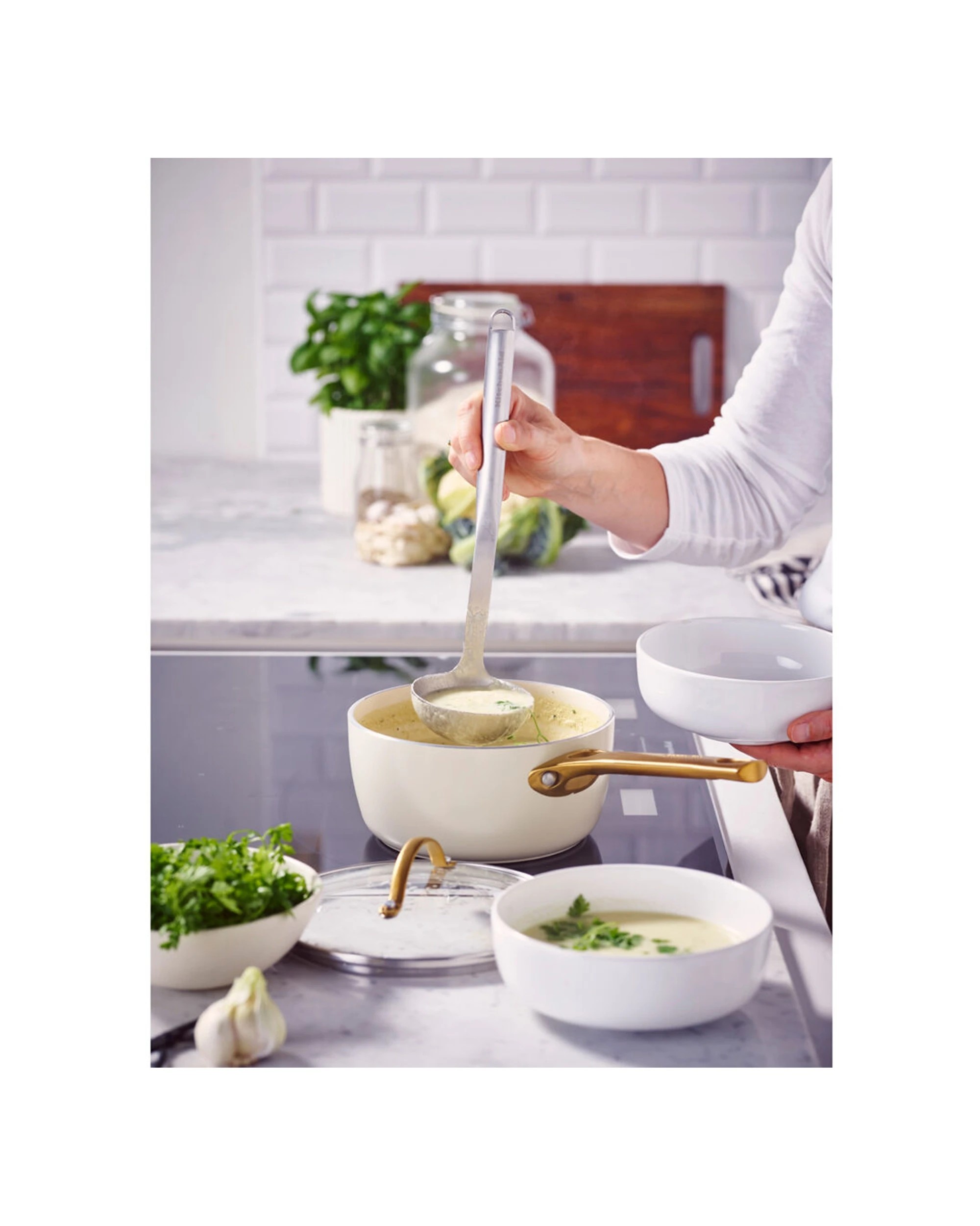 6 Greenpan 14pc Padova Set Ceramic Coating Non-Stick Cooking Pans - White, 6 of 6