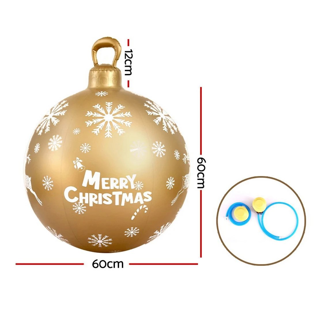 2 Jingle Jollys Christmas Inflatable Ball Bauble 60cm Outdoor Decoration Gold Durable Space Saving Modern Decor - Gold, 2 of 4
