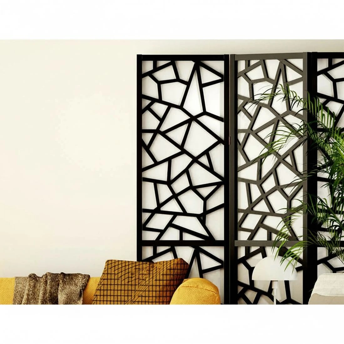 6 Artiss 4 Panel Room Divider Screen 162x170cm Clover - Black, 6 of 7