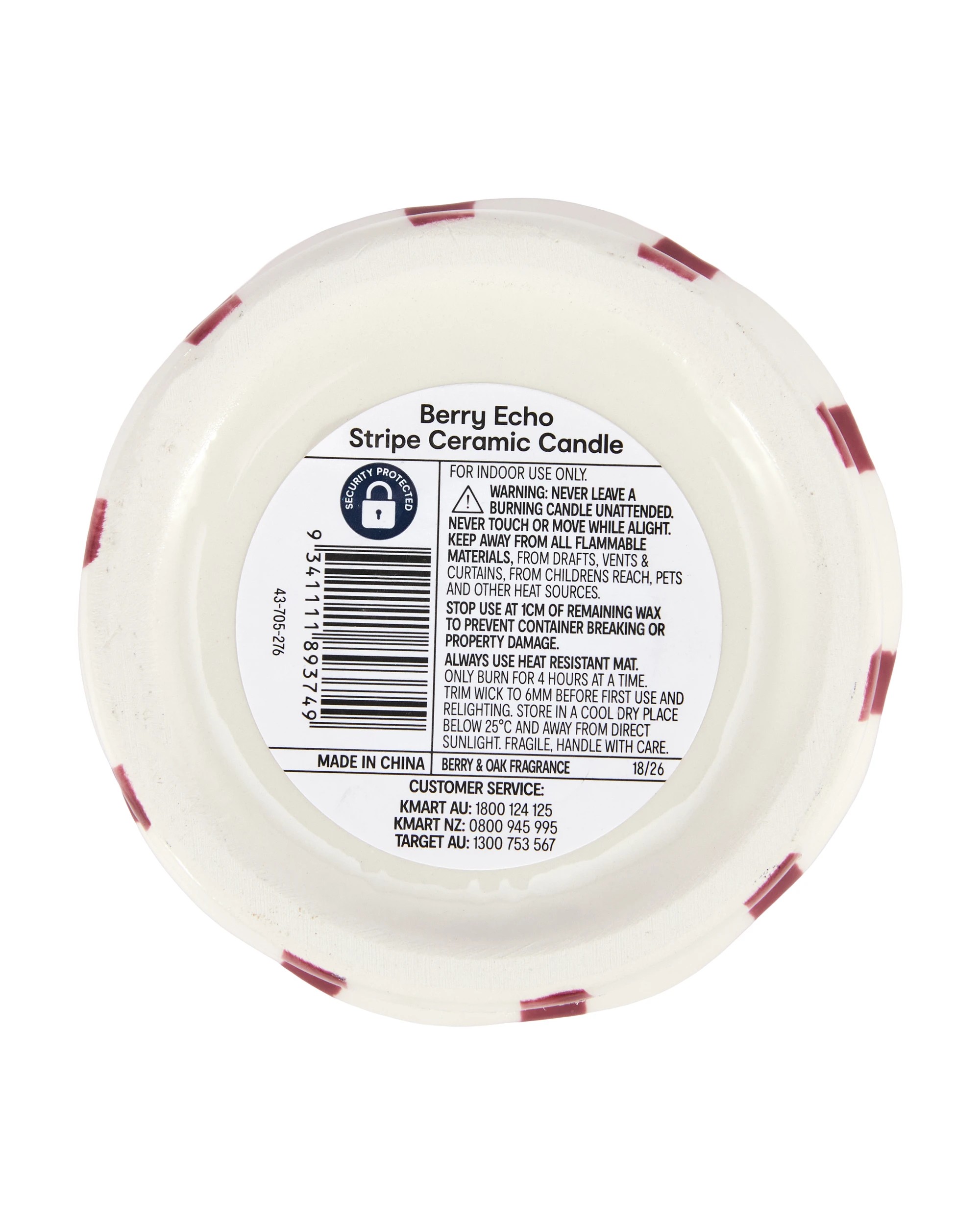 5 Berry Echo Stripe Ceramic Soy Blend Scented Candle, 5 of 5