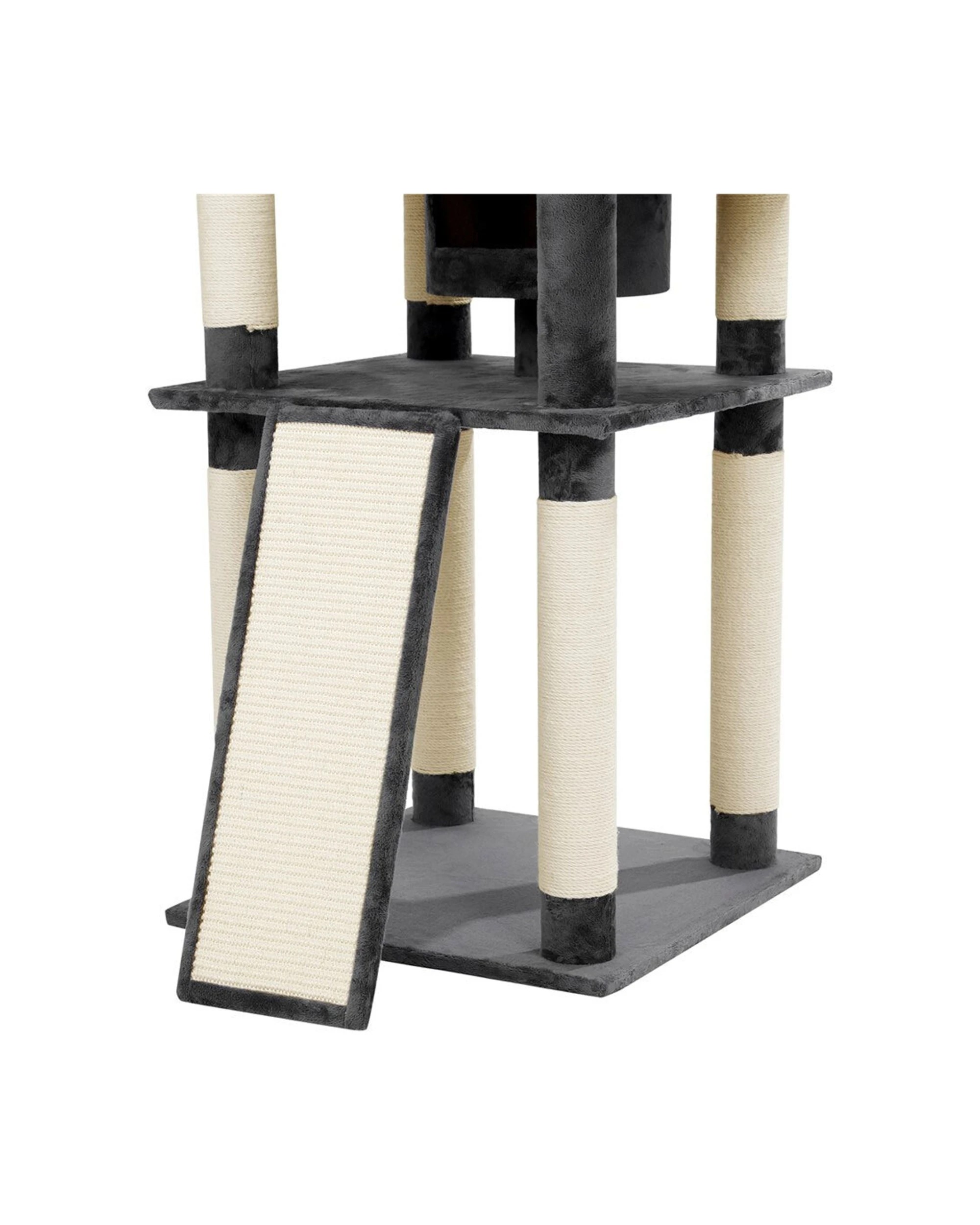 1 Paws And Claws Catsby Kensington Cat House 170x60cm Multi Cat Scratching Post Plush Sisal Covering - Grey, 1 of 5