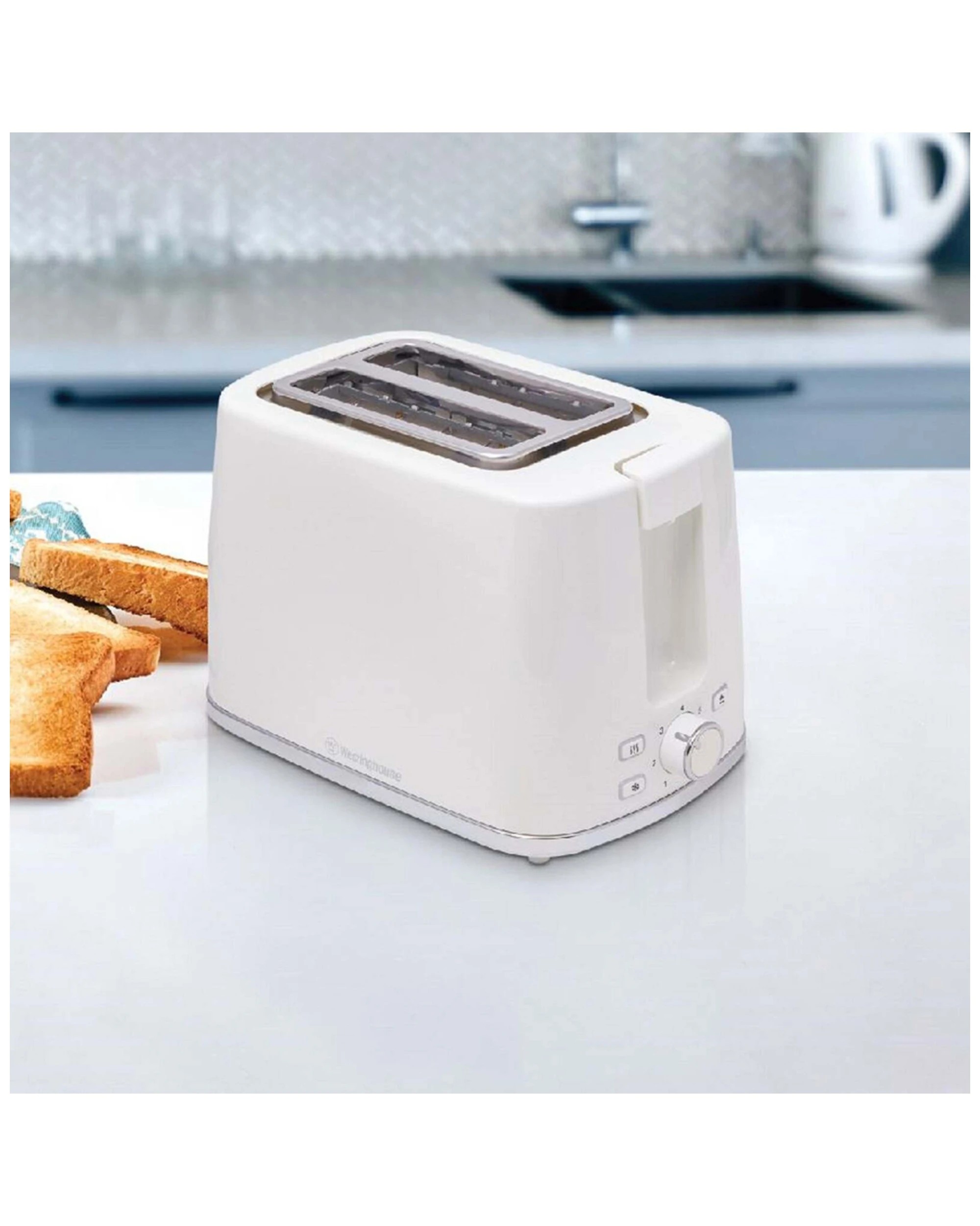 3 WESTINGHOUSE Electric Water Kettle 1.7L Kettle And 2-Slice Toaster Set
 - white, 3 of 6