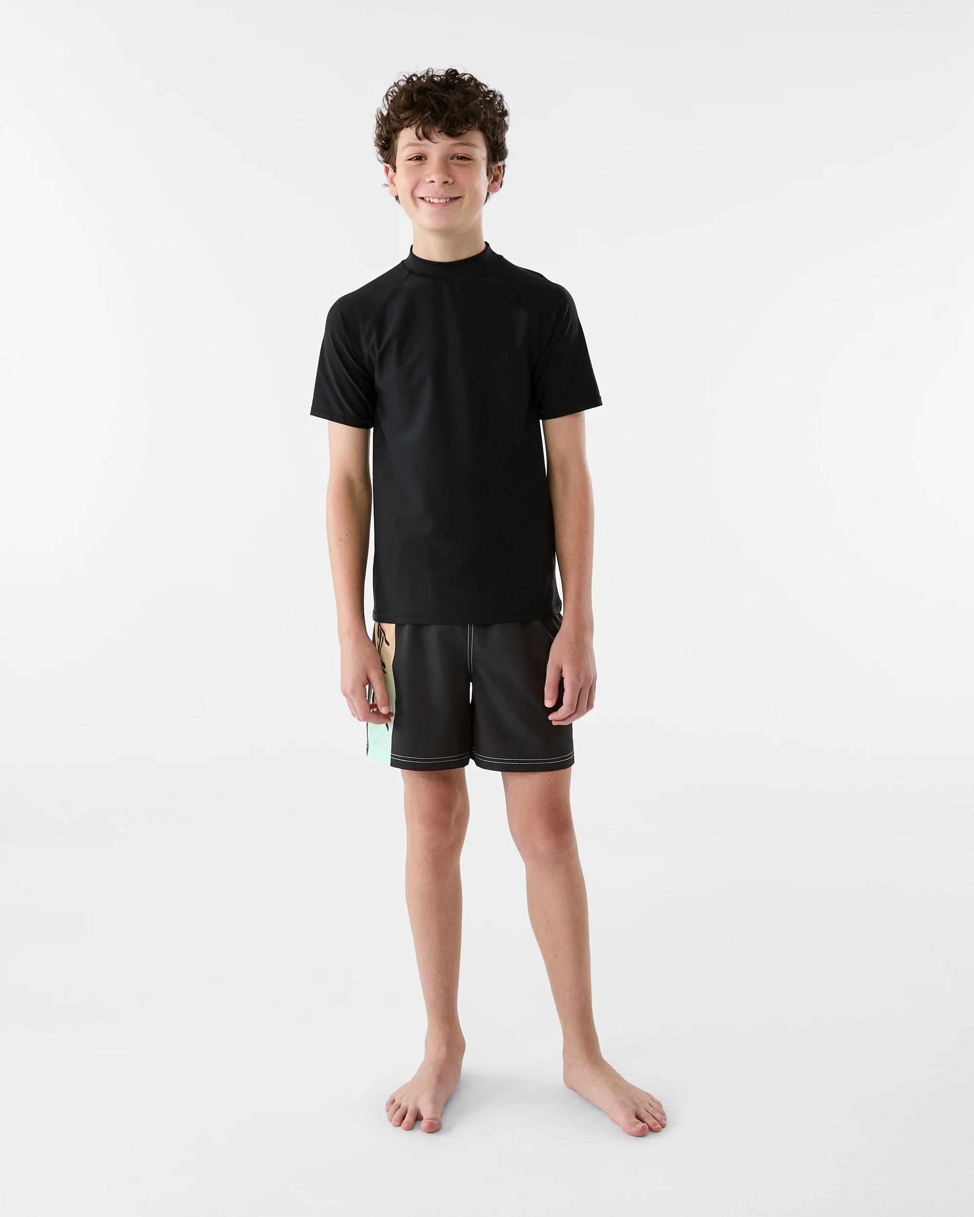5 Longline Printed Swim Shorts Blk Ombre, 5 of 6