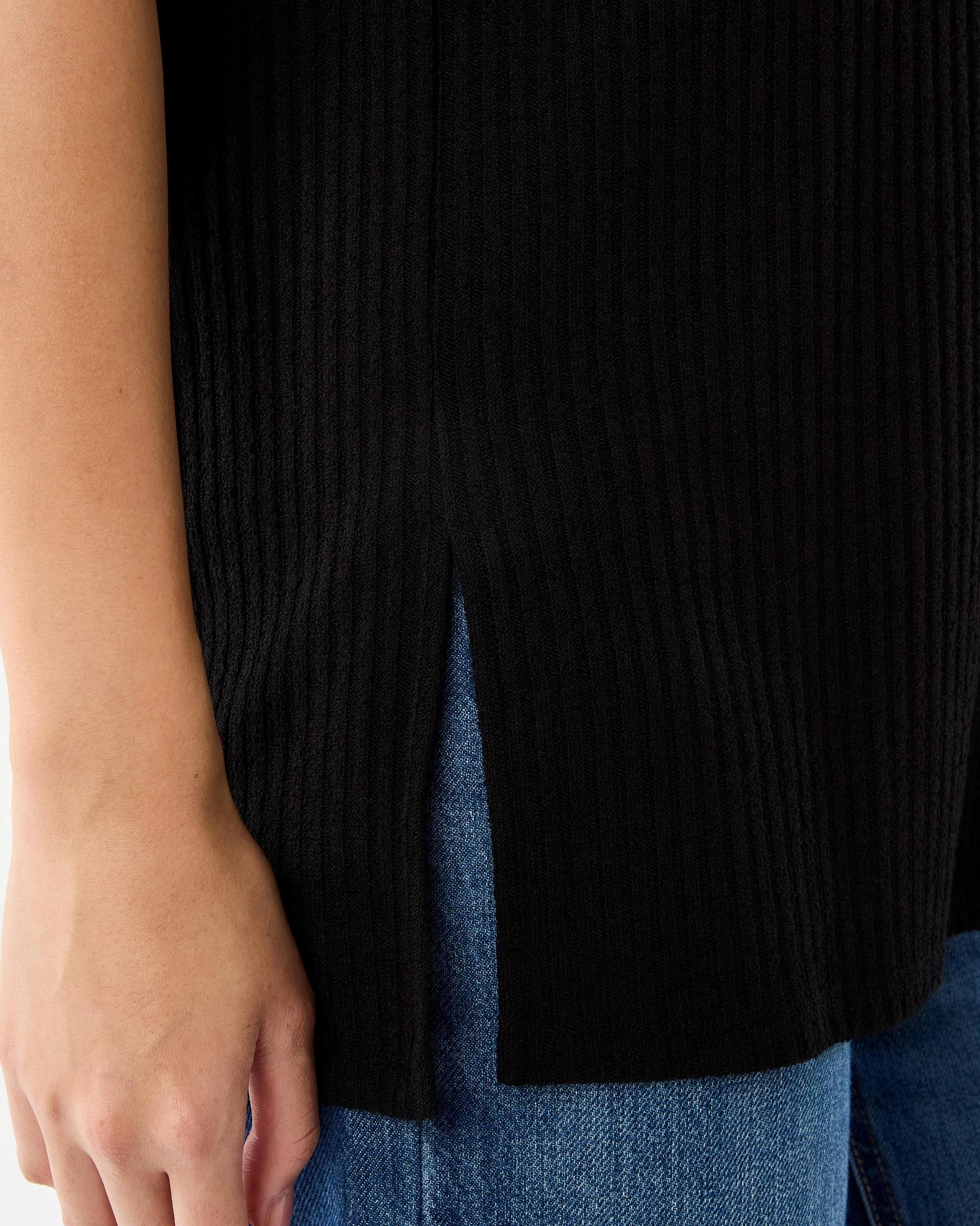 6 Longline Rib Brushed T-shirt Black, 6 of 7