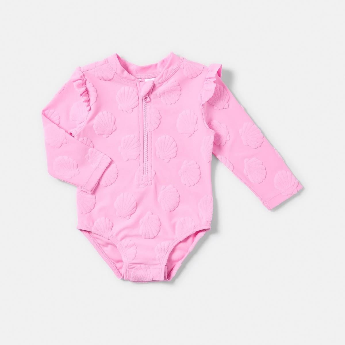 1 Shoulder Frill Bather PINK SHELLS, 1 of 4