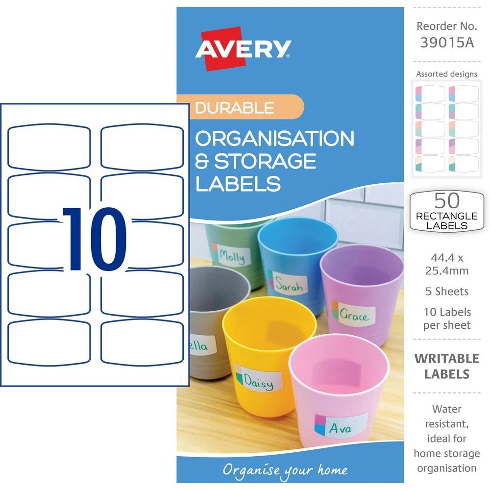 2 Avery 10UP Durable Storage Labels Pastel 5 Sheets, 2 of 6
