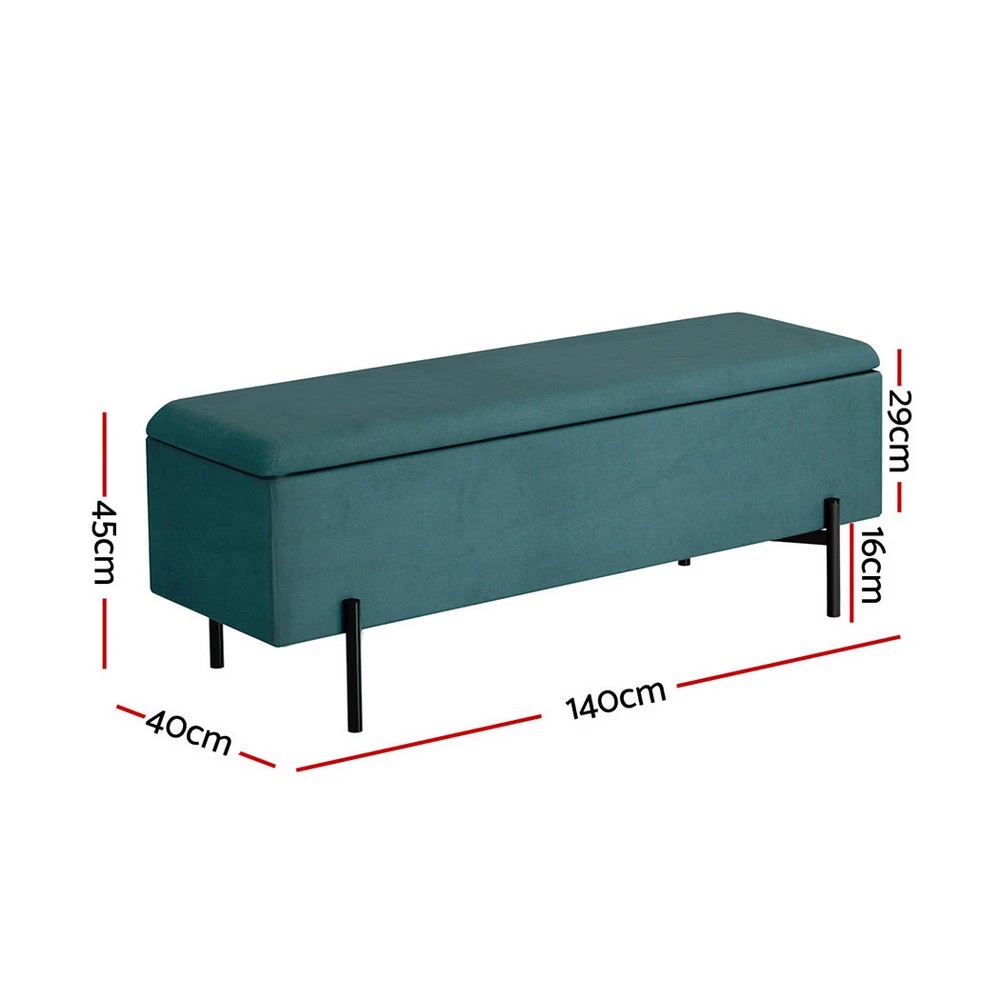 2 Artiss Storage Ottoman Blanket Box 140cm Velvet Green - Green, 2 of 5