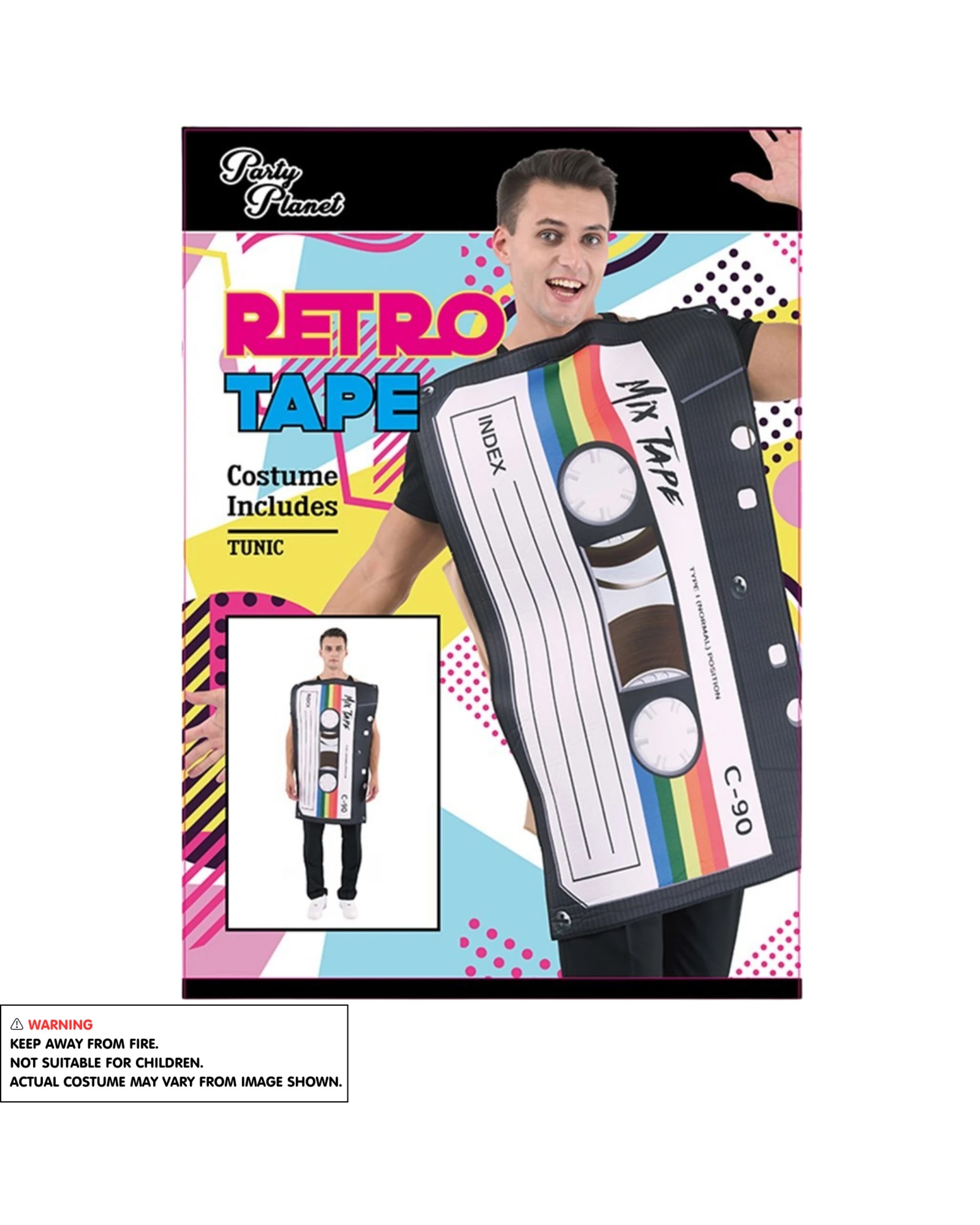 4 Party Planet Adult 80's Retro Mix Tape Costume One Size - Adults One Size, 4 of 4