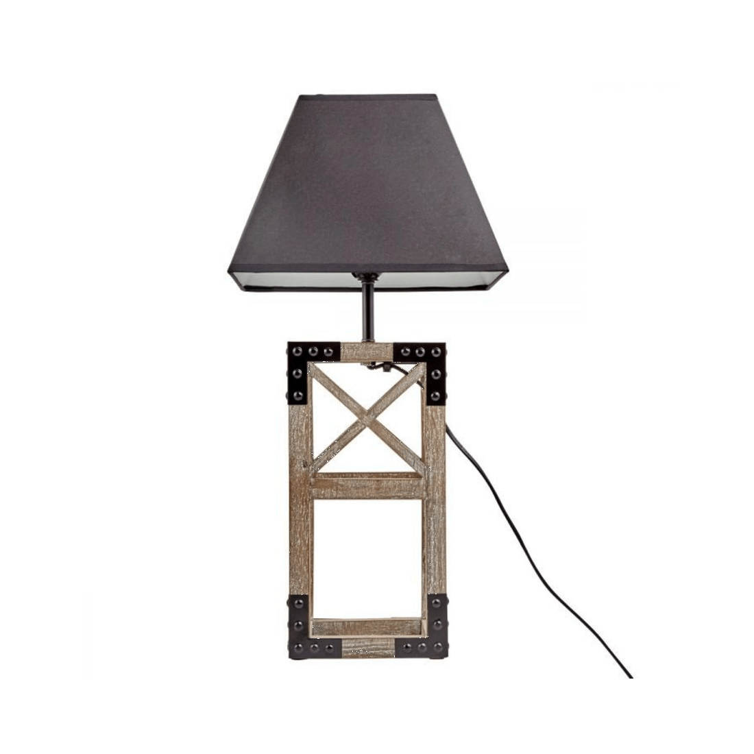 5 BR Home Wooden Table Lamp with Modern Rustic Geo Industrial Design, 5 of 8