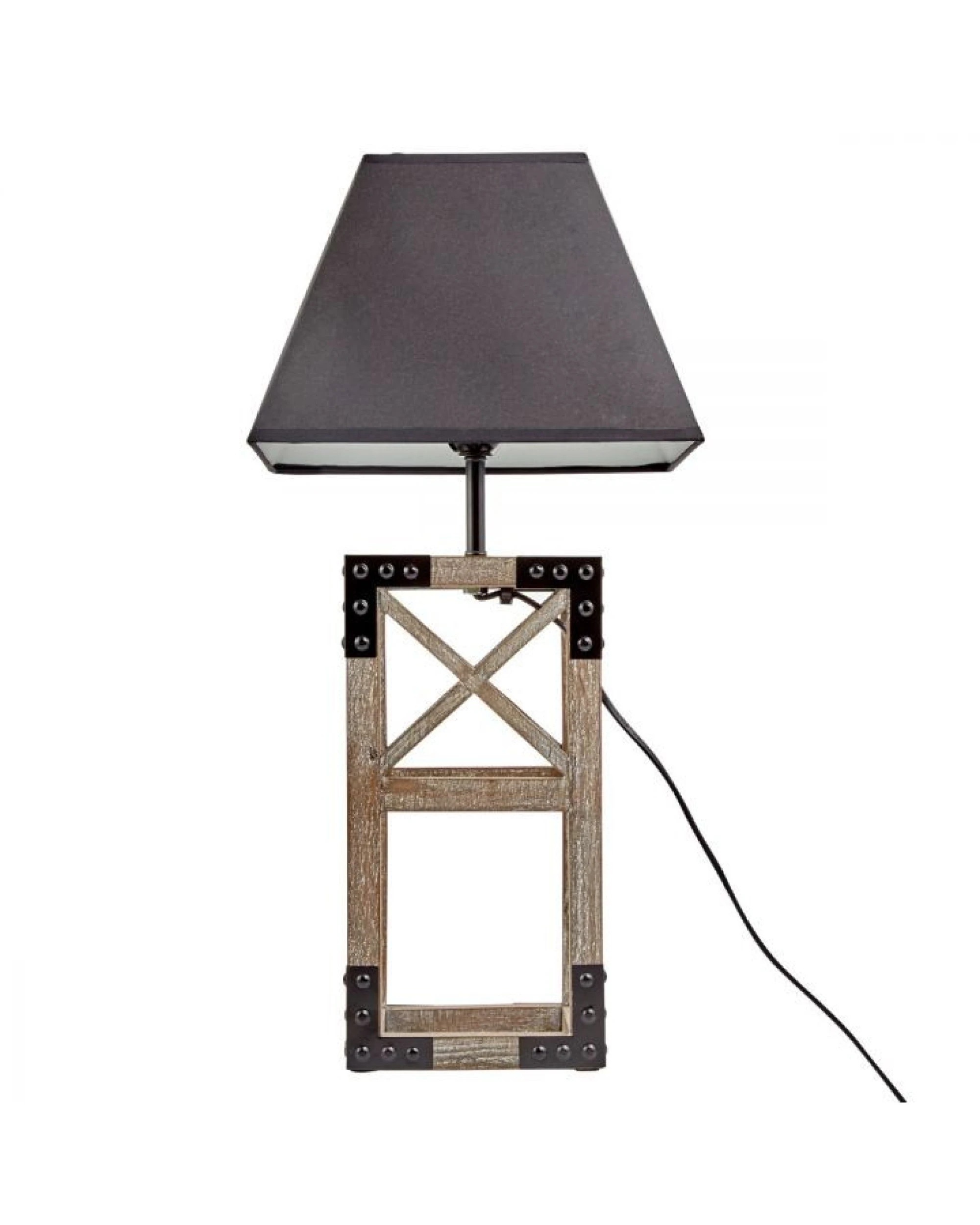 5 BR Home Wooden Table Lamp with Modern Rustic Geo Industrial Design, 5 of 7