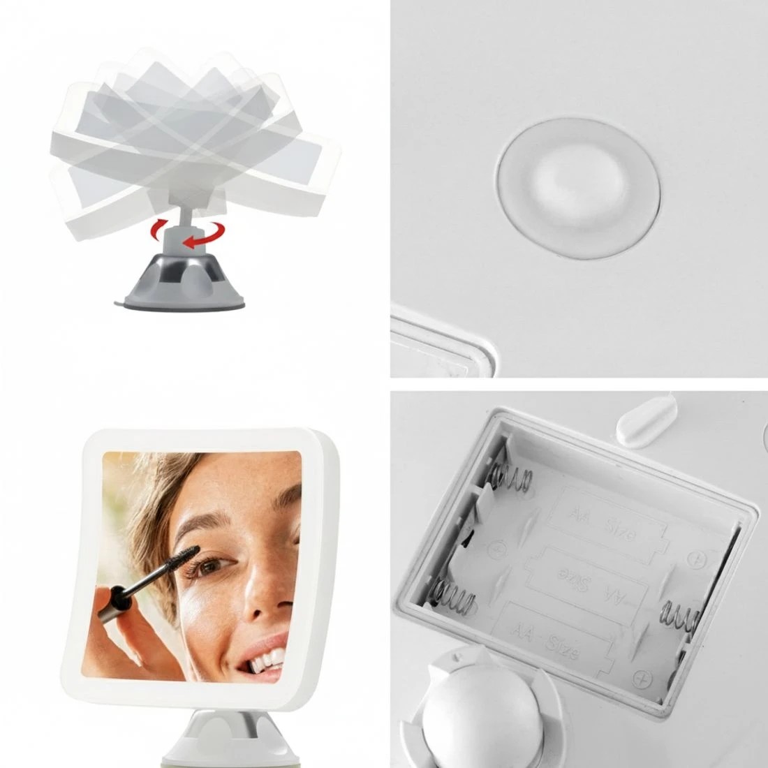 6 Embellir Makeup Mirror 10X Magnification LED Light Adjustable Rotation Cordless Suction Cup - Multi, 6 of 6