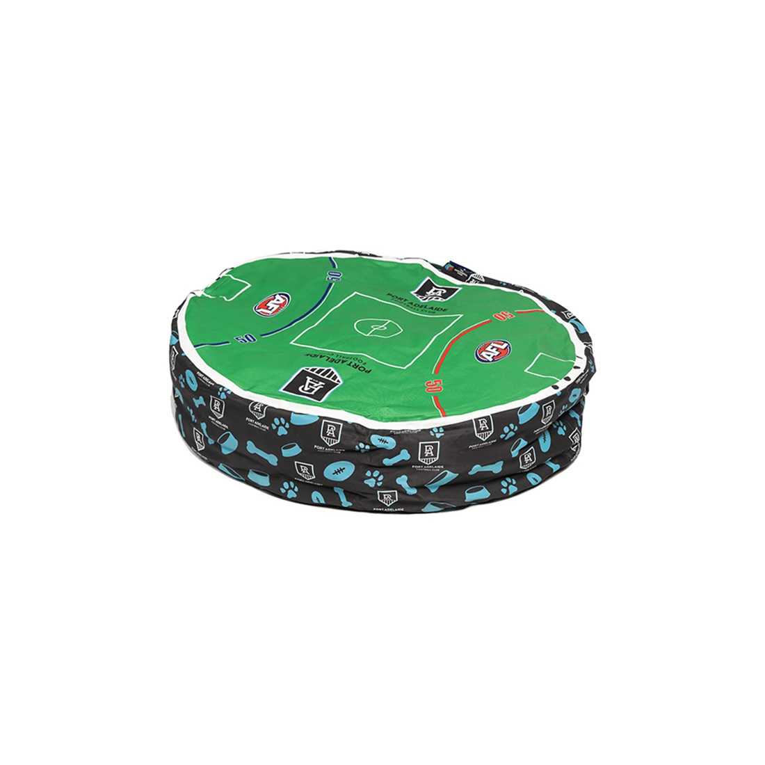 1 AFL Port Adelaide Power 70x60cm Round Pet Dog Lounge Bed - Officially Licensed - Multi, 1 of 3
