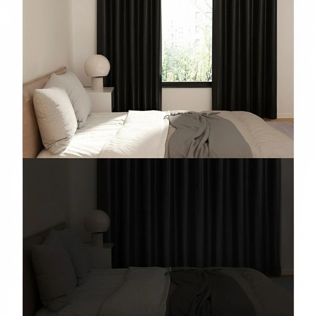 3 Artiss 2X Blockout Curtains Eyelet 300x230cm Shine - Black, 3 of 6