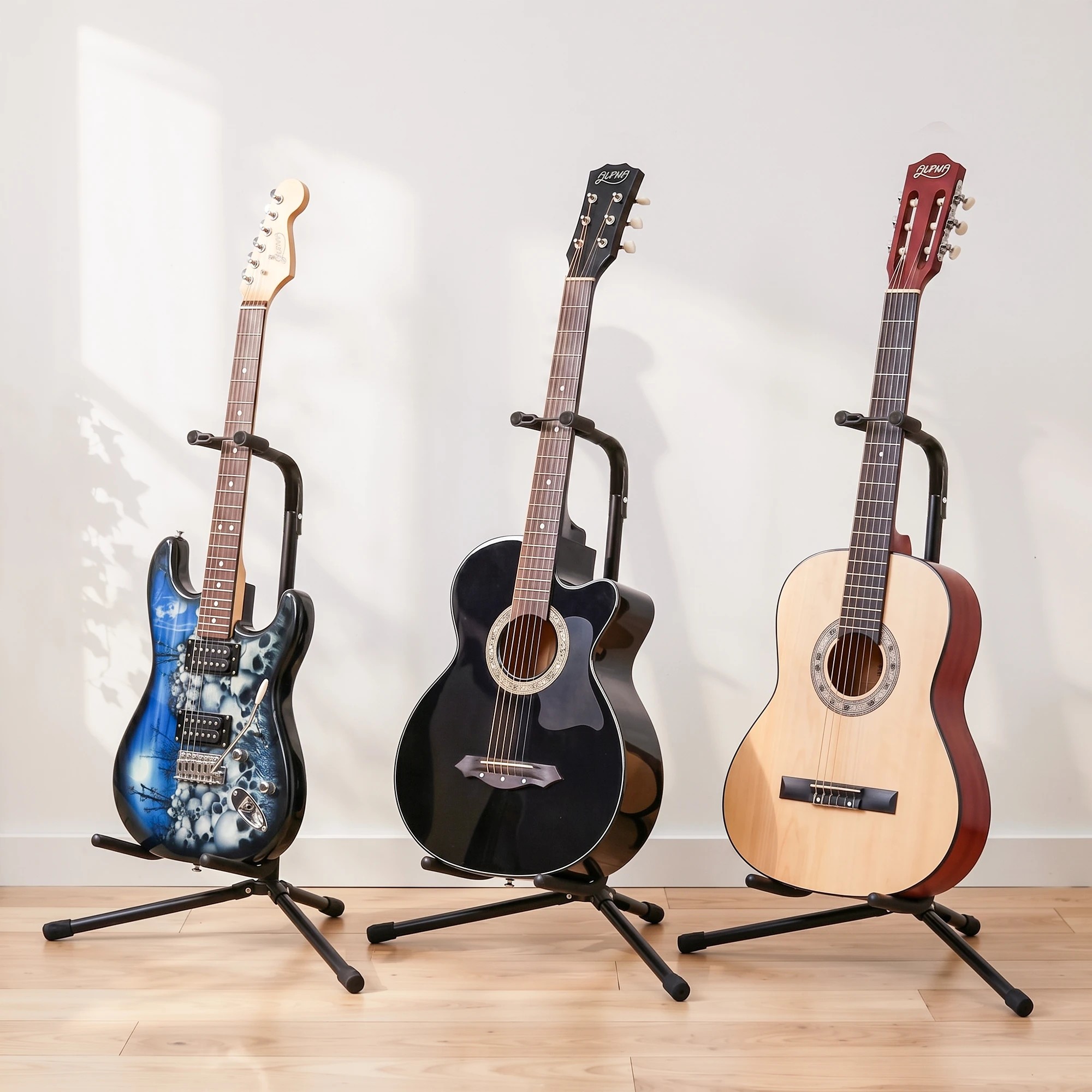 5 Alpha Iron Adjustable Guitar Stand Folding Instrument Holder Acoustic Bass Rack - Black, 5 of 8