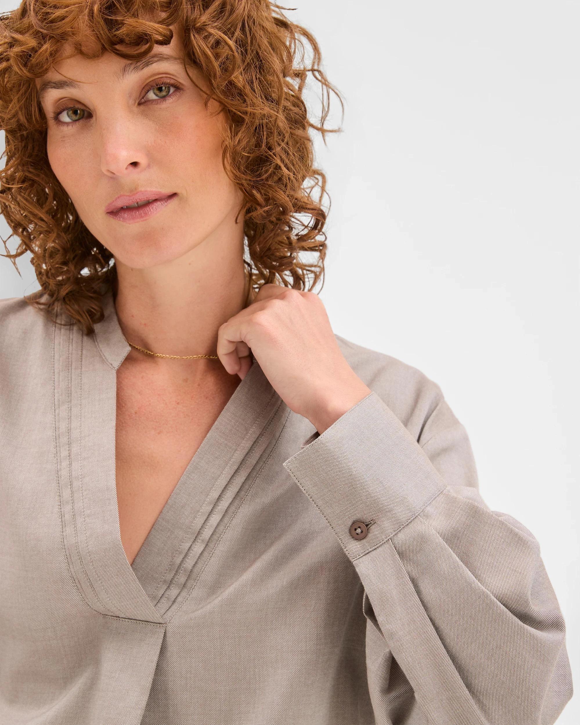 5 Target Woman Australian Cotton Tuck Detail Popover Top TAUPE, 5 of 6