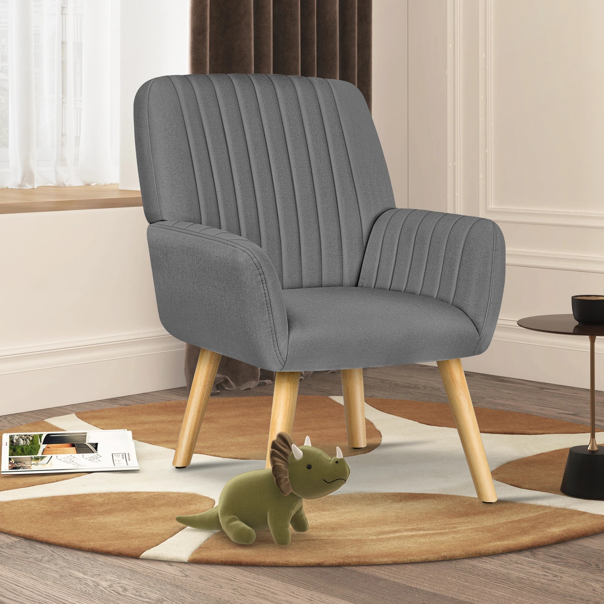 5 Alfordson Armchair Lounge Chair Upholstered Accent Chair Sofa Couch Light - Light Grey, 5 of 9