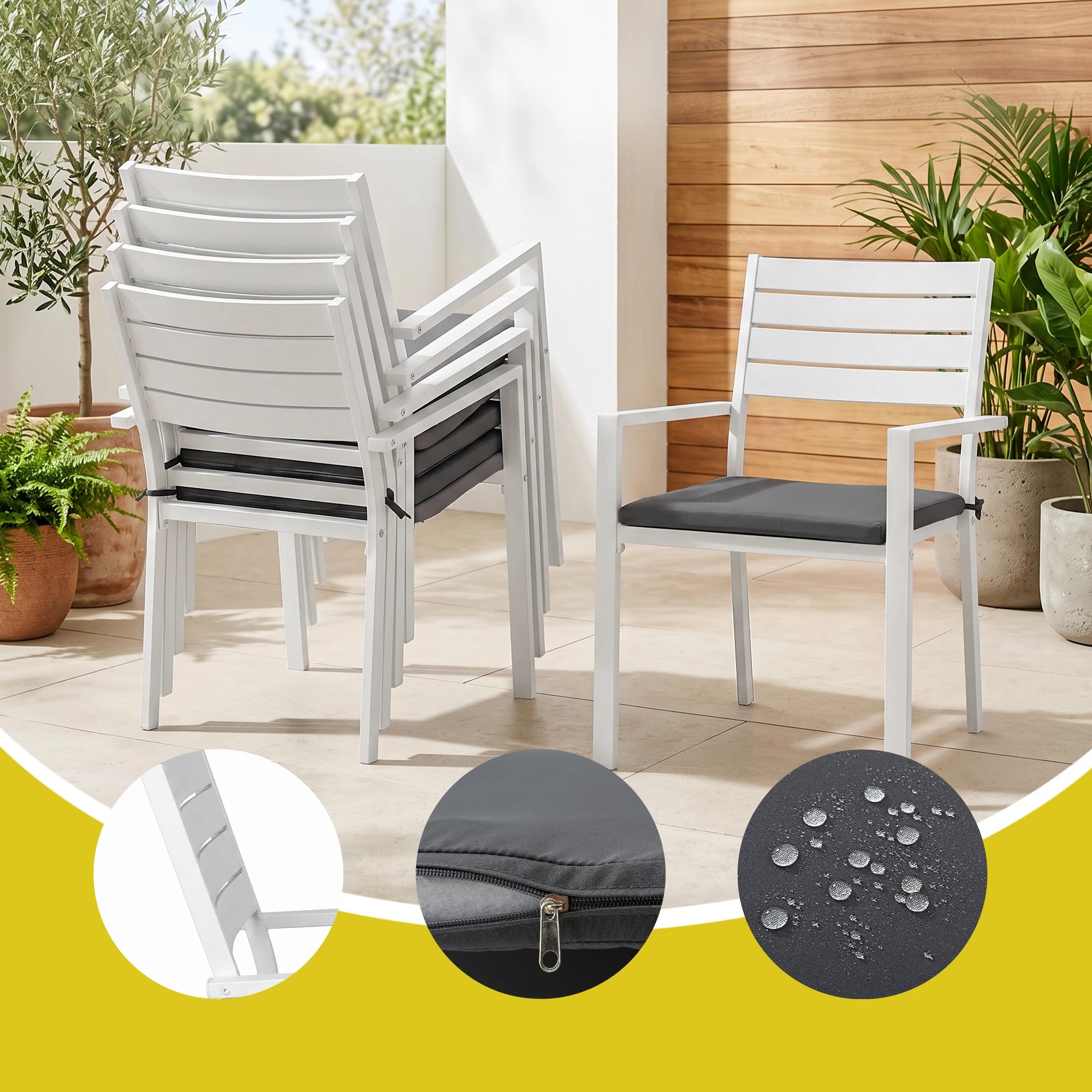 5 Gardeon Outdoor Dining Set 11PCS Aluminum Extendable Table and Chairs Patio Furniture - White, 5 of 9