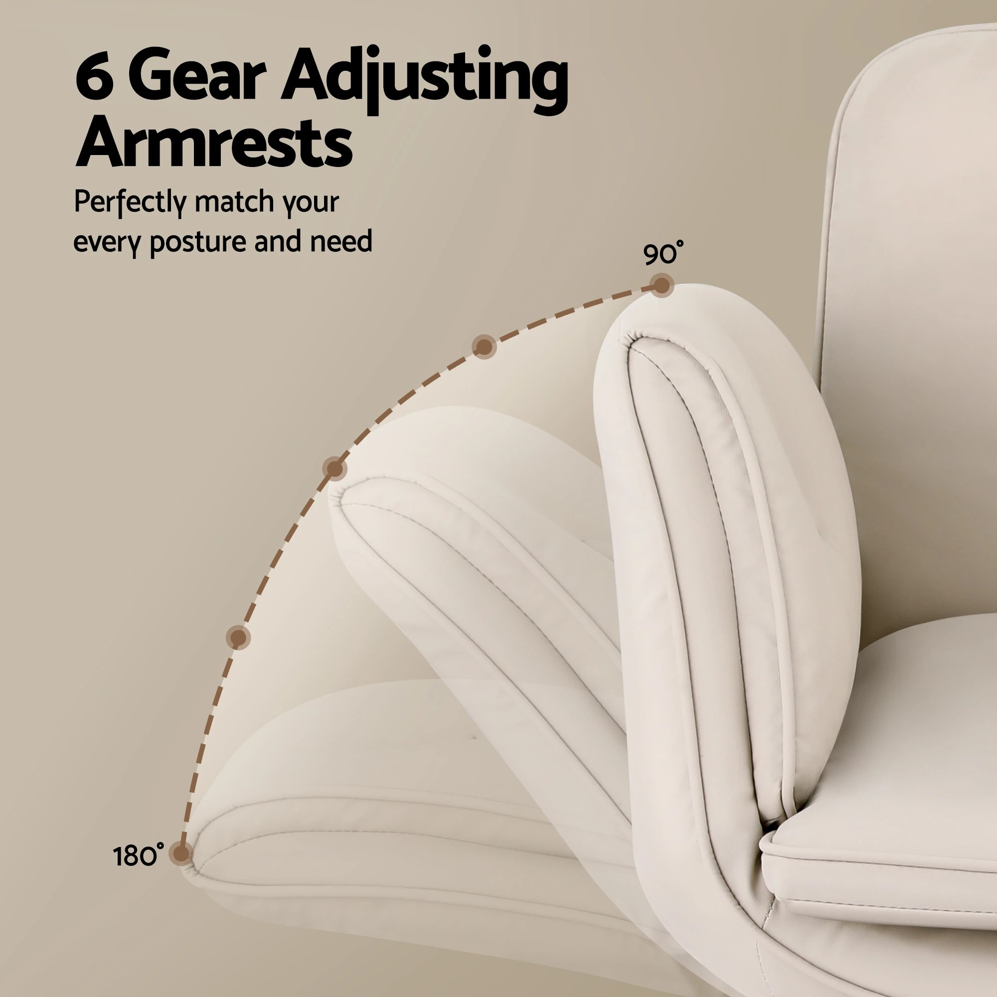 4 Artiss Criss Cross Chair with Wheels & Adjustable Armrests, Ergonomic Cross Legged Office Desk Chair - Natural, 4 of 7