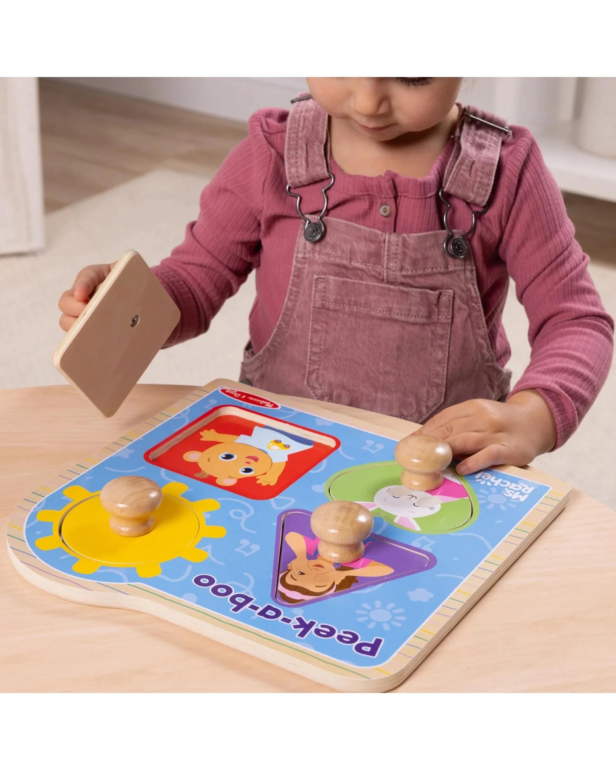 7 Melissa & Doug Melissa and Doug Ms Rachel Wooden Peek-A-Boo Jumbo Peg Puzzle, 7 of 9