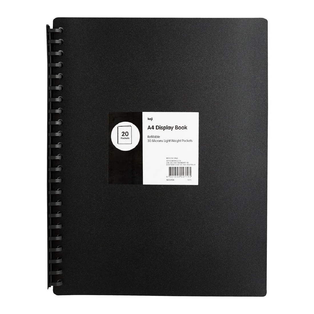 1 Keji Display Book A4 20 Pocket Refillable Light Weight Black, 1 of 4