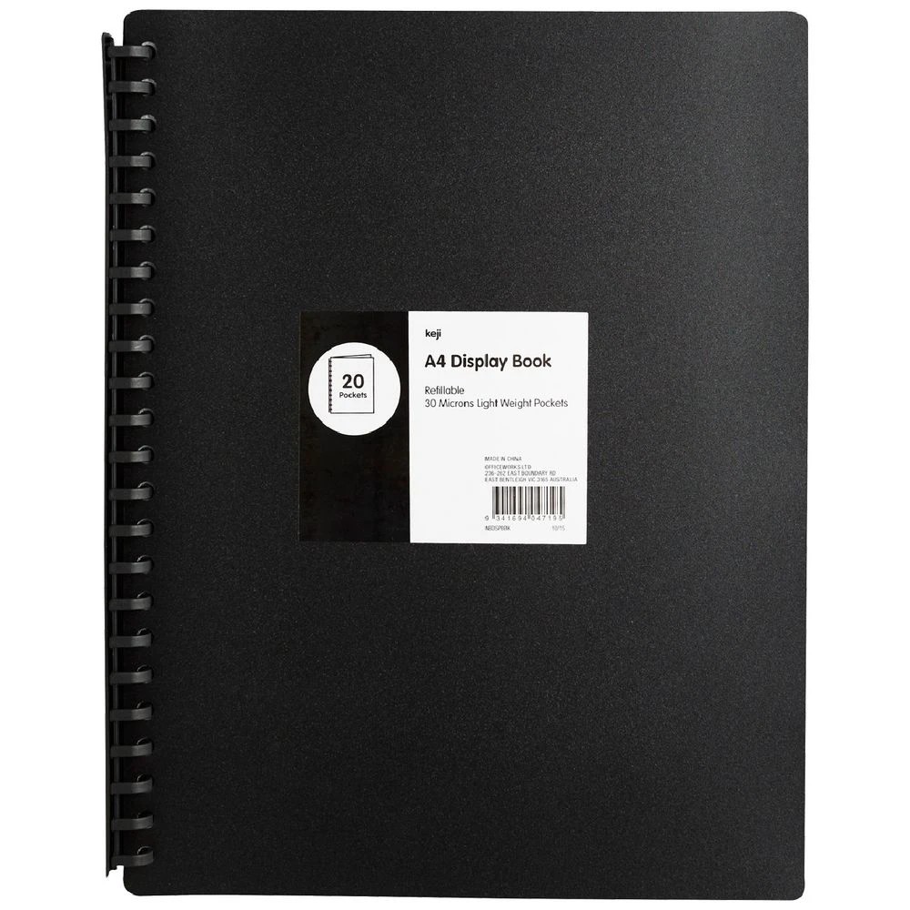 1 Keji Display Book A4 20 Pocket Refillable Light Weight Black, 1 of 4