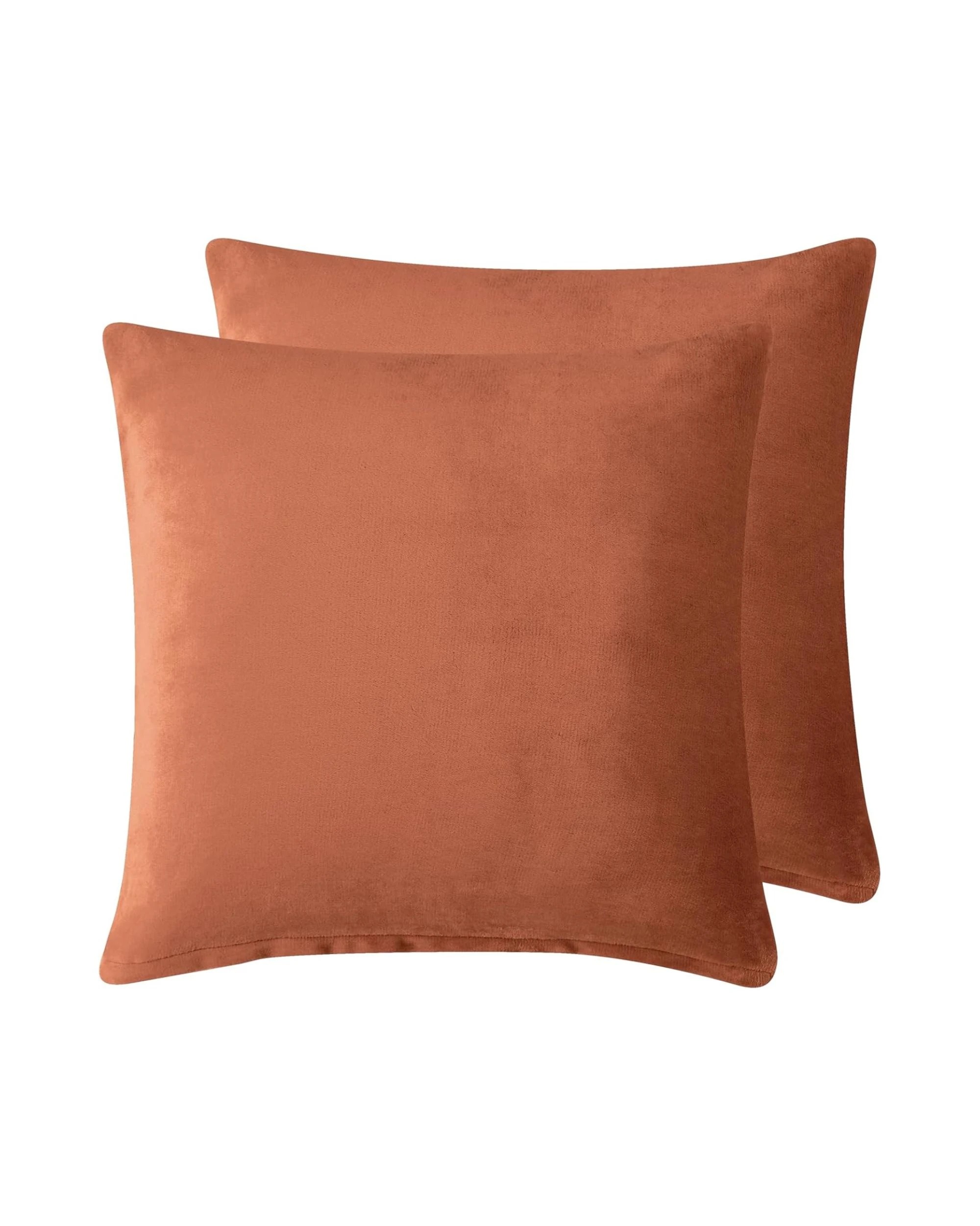 2 Gioia Casa 2-Pack Teddy Sherpa European Pillowcases Reversible Velvet - Terracotta, 2 of 8