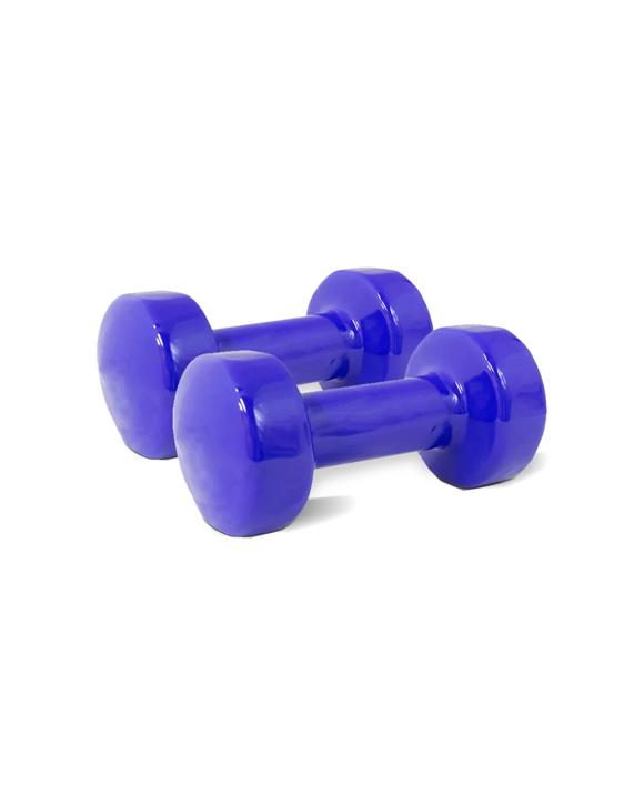 BodyWorx 2PK Vinyl Dipped Weighted Dumbbell 4kg Home Gym Workout Set Easy To Clean - Blue