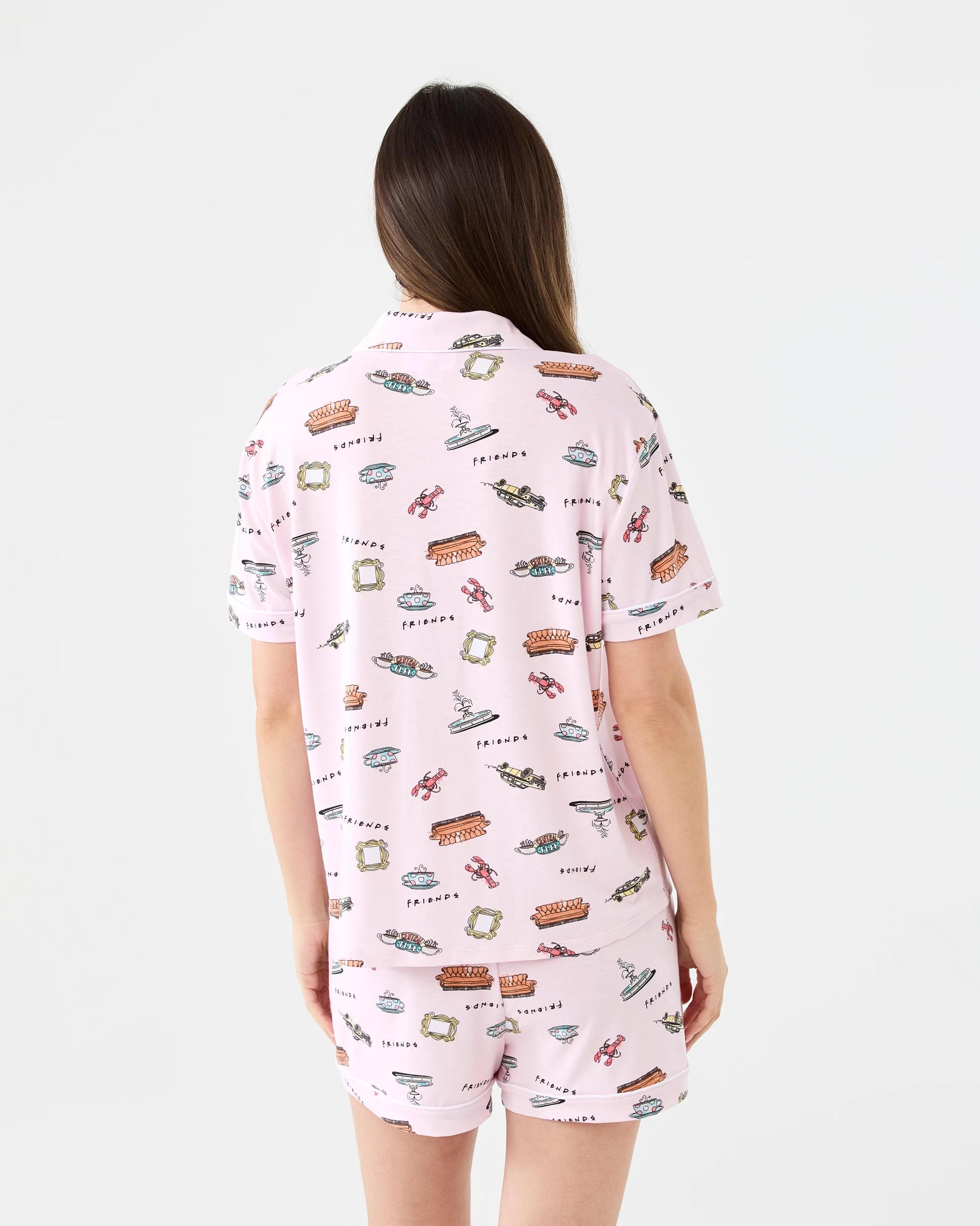 3 Friends License Short Sleeve Top and Shorts Comfort Pyjama Set Frnds Aop, 3 of 8