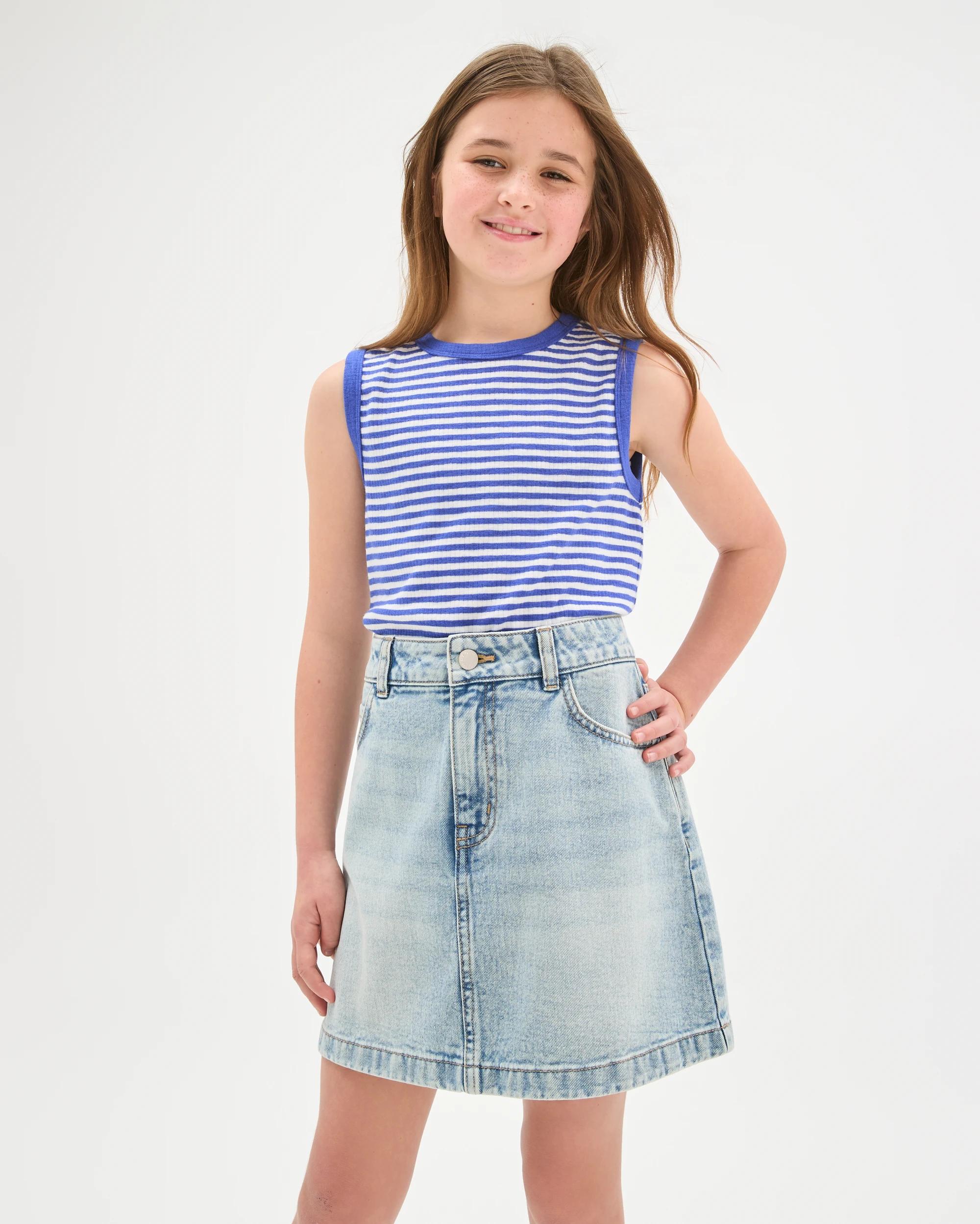 2 Target Kids Essential Sleeveless Relaxed Rib Tank Top STRIPE BLUE, 2 of 6