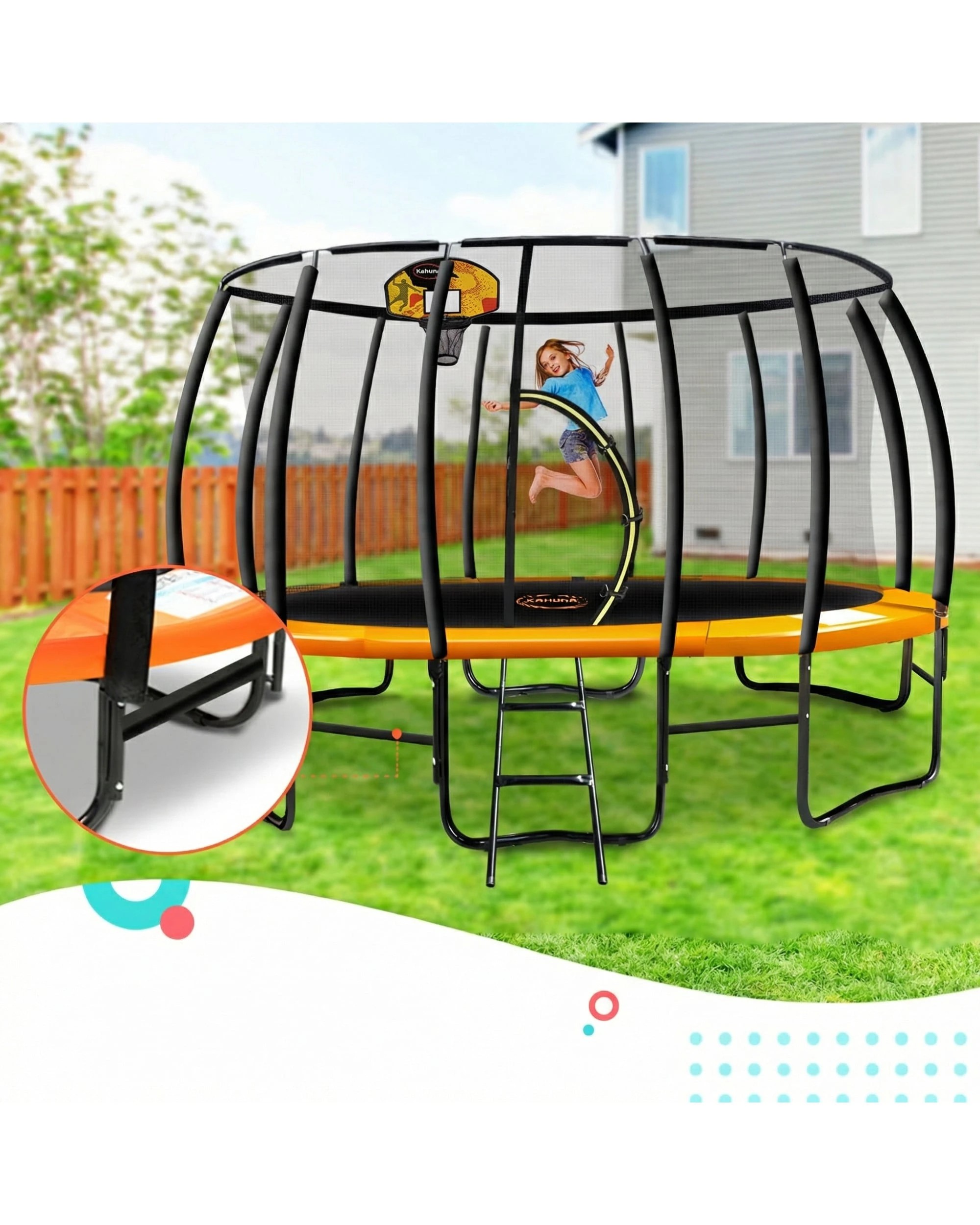 6 Kahuna 16 ft Trampoline Orange LED Basketball Set - Orange, 6 of 9