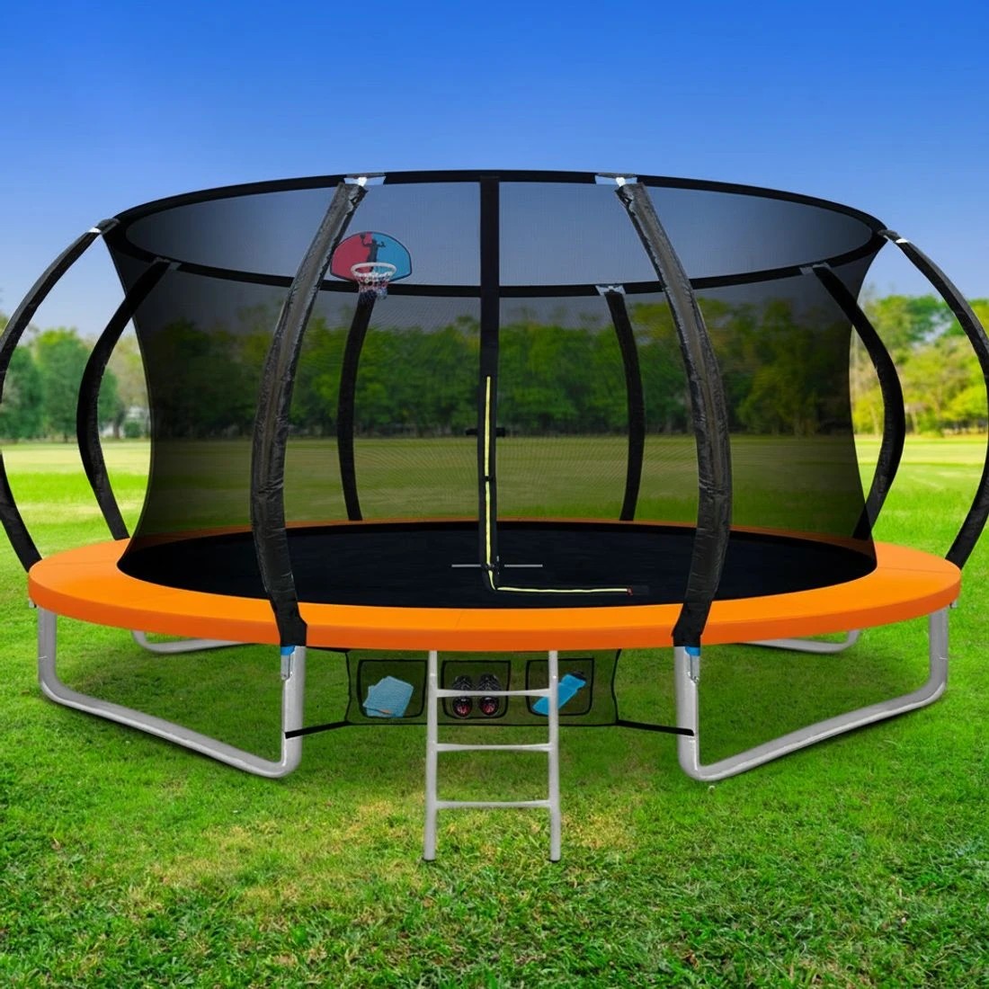 7 Everfit 14FT Trampoline for Kids w/ Ladder Enclosure Safety Net Rebounder - Multi, 7 of 7