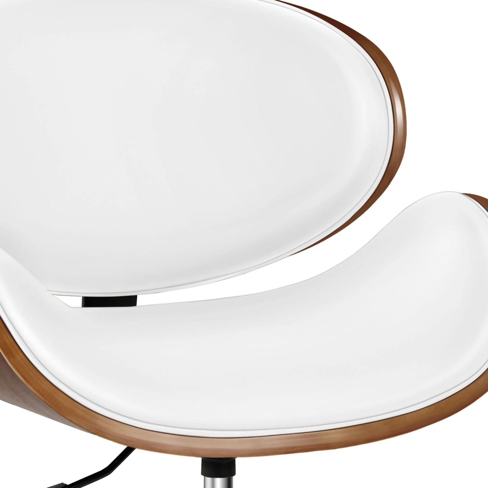 3 Alfordson Wooden Office Chair Computer Chairs Bentwood Seat Leather - White, 3 of 10