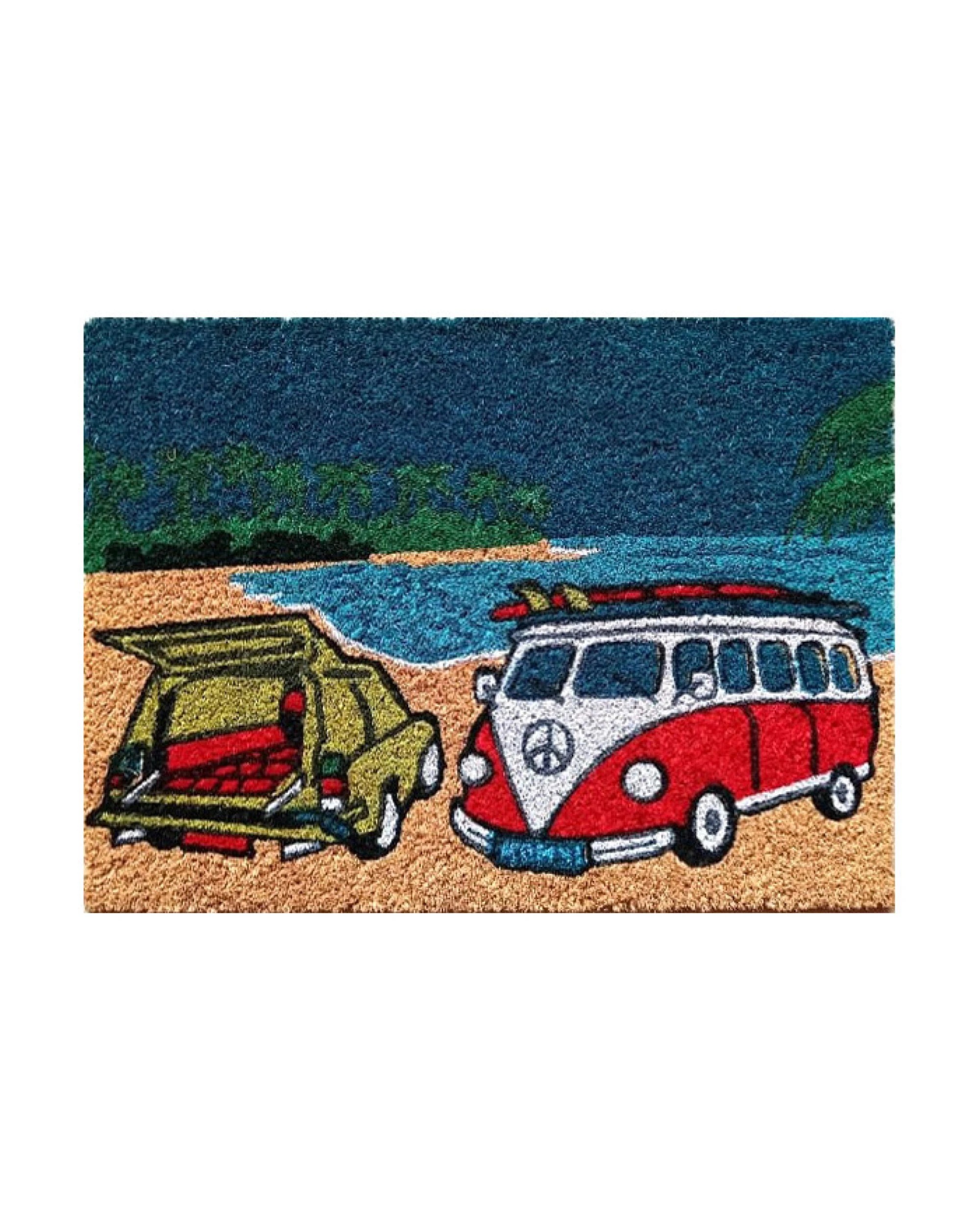 1 Laura Hill Door Mat Deluxe Coir Latex VW S Beach Surf Coastal 40 x 55 cm, 1 of 4