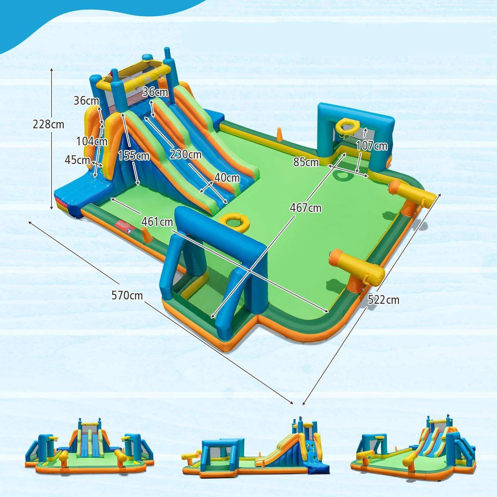 2 Costway Inflatable Water Slide Park Inflatable Bounce House Inflatable Castle NO Blower - Multi, 2 of 2