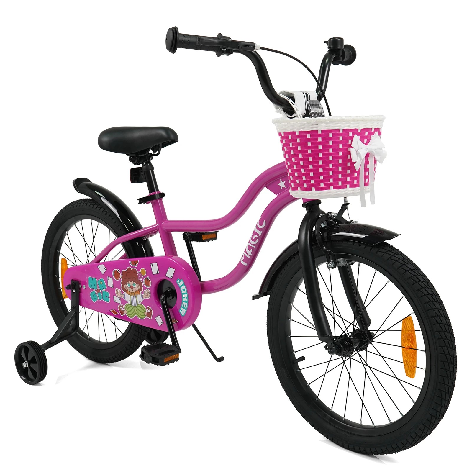 1 Costway 45cm Kid Bicycle Dual Brake Balance Bike Adjustable Ride on w/Training Wheels - Pink, 1 of 3