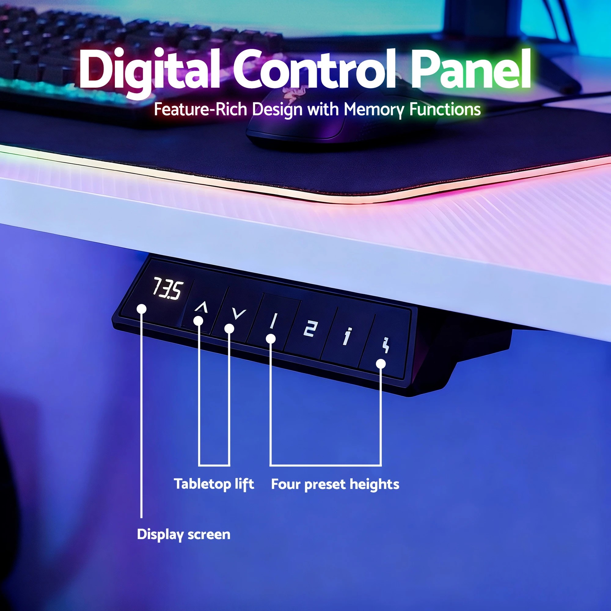 2 Artiss Electric Standing Desk Height Adjustable Gaming Desk Home Office 140cm - White, 2 of 6