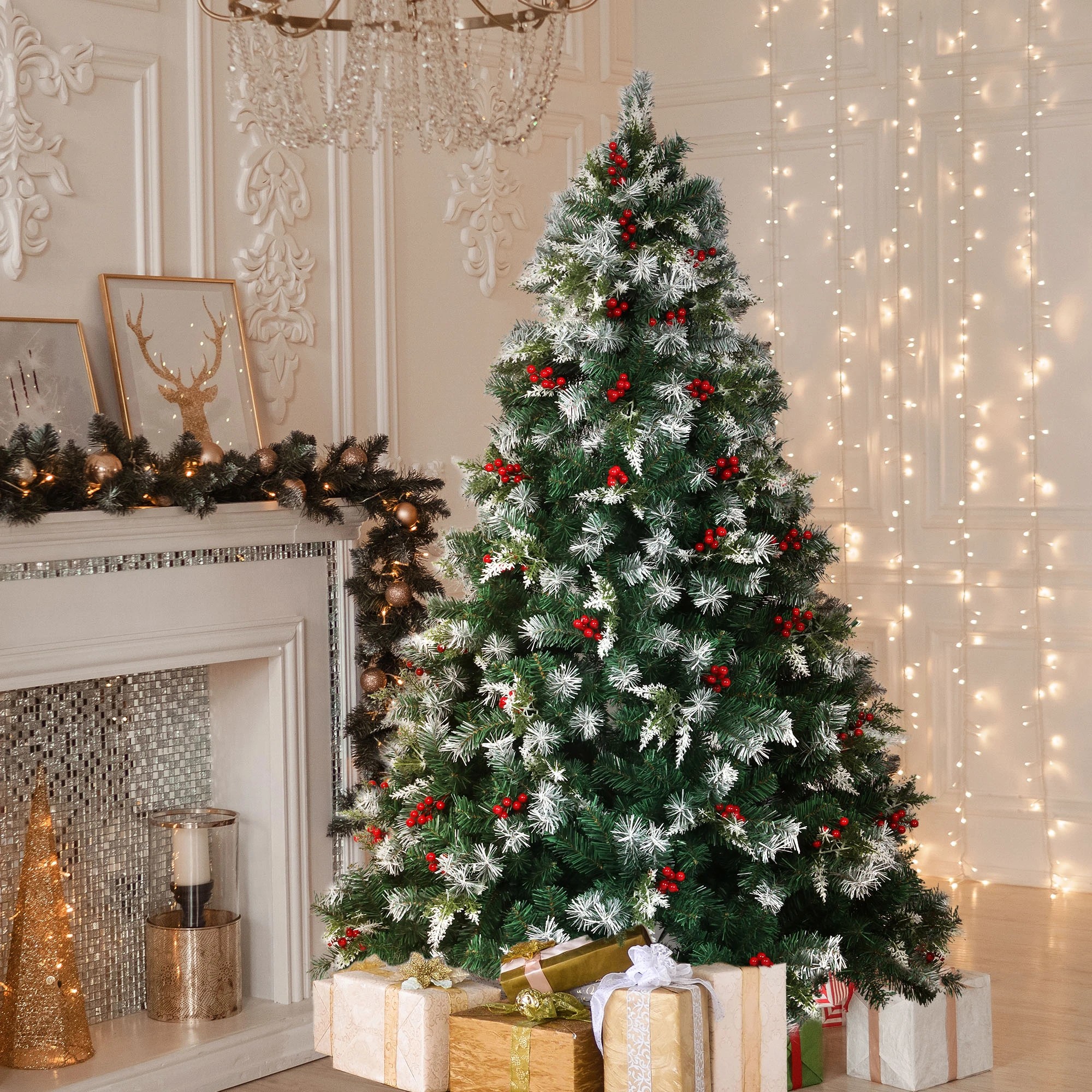 5 Santaco Christmas Trees Snow Flocked 2.1m, 5 of 5