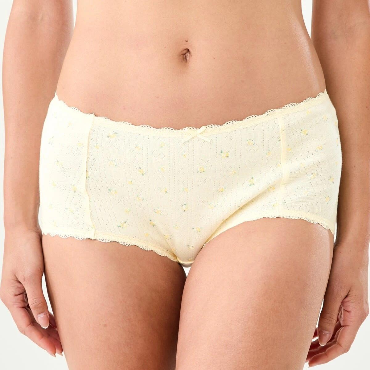 3 3 Pack Pointelle Boyleg Briefs Yellw Flrl, 3 of 9