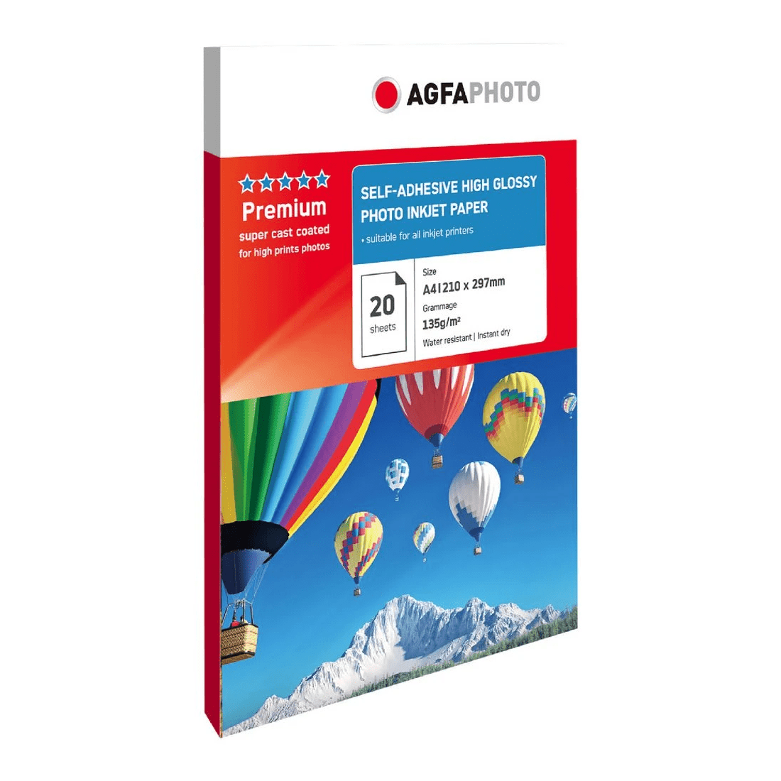 1 AGFA A4 Glossy Self-Adhesive Photo Paper 135gsm 20 Pack, 1 of 1