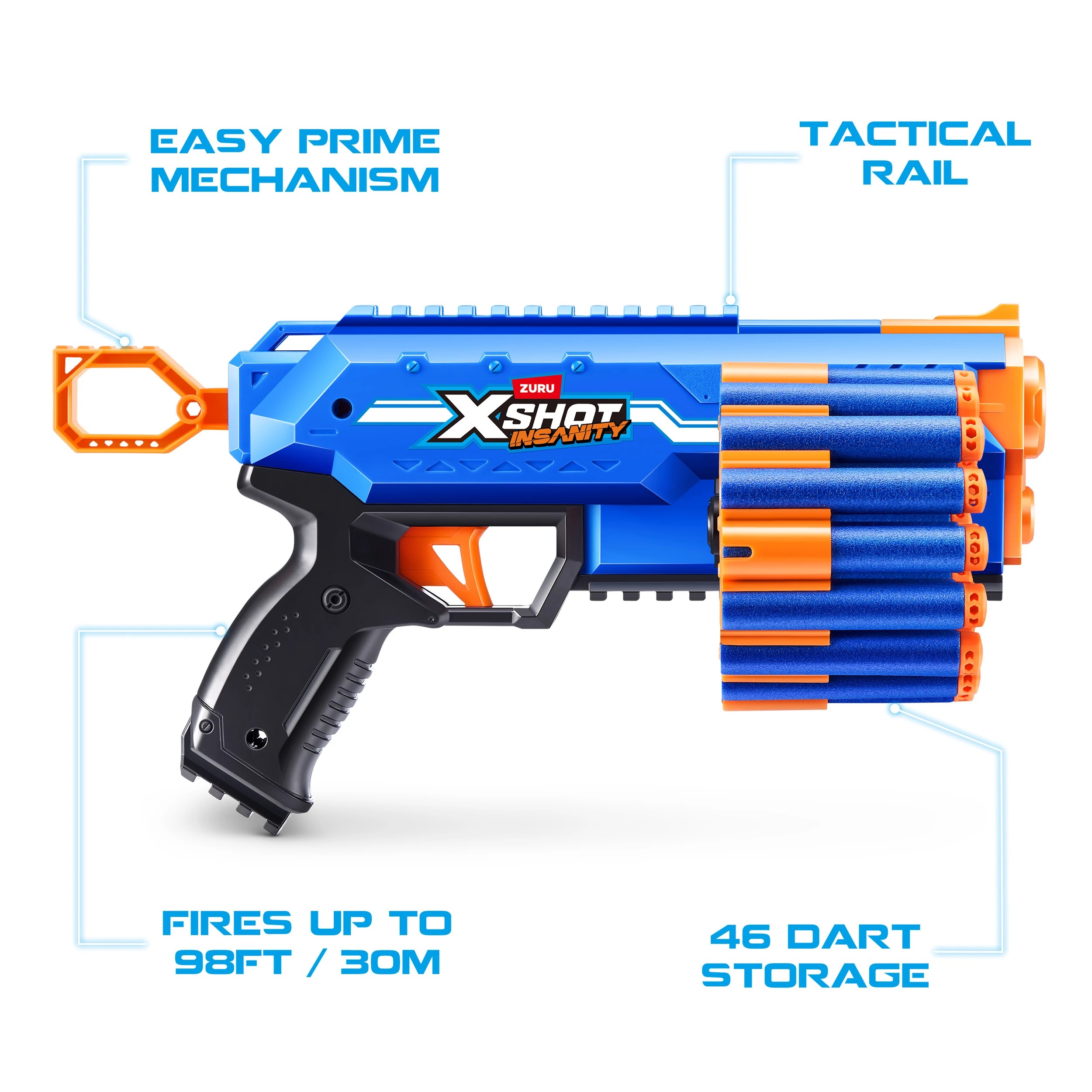 3 Zuru X-Shot Insanity Manic Blaster 24 Darts, 3 of 7