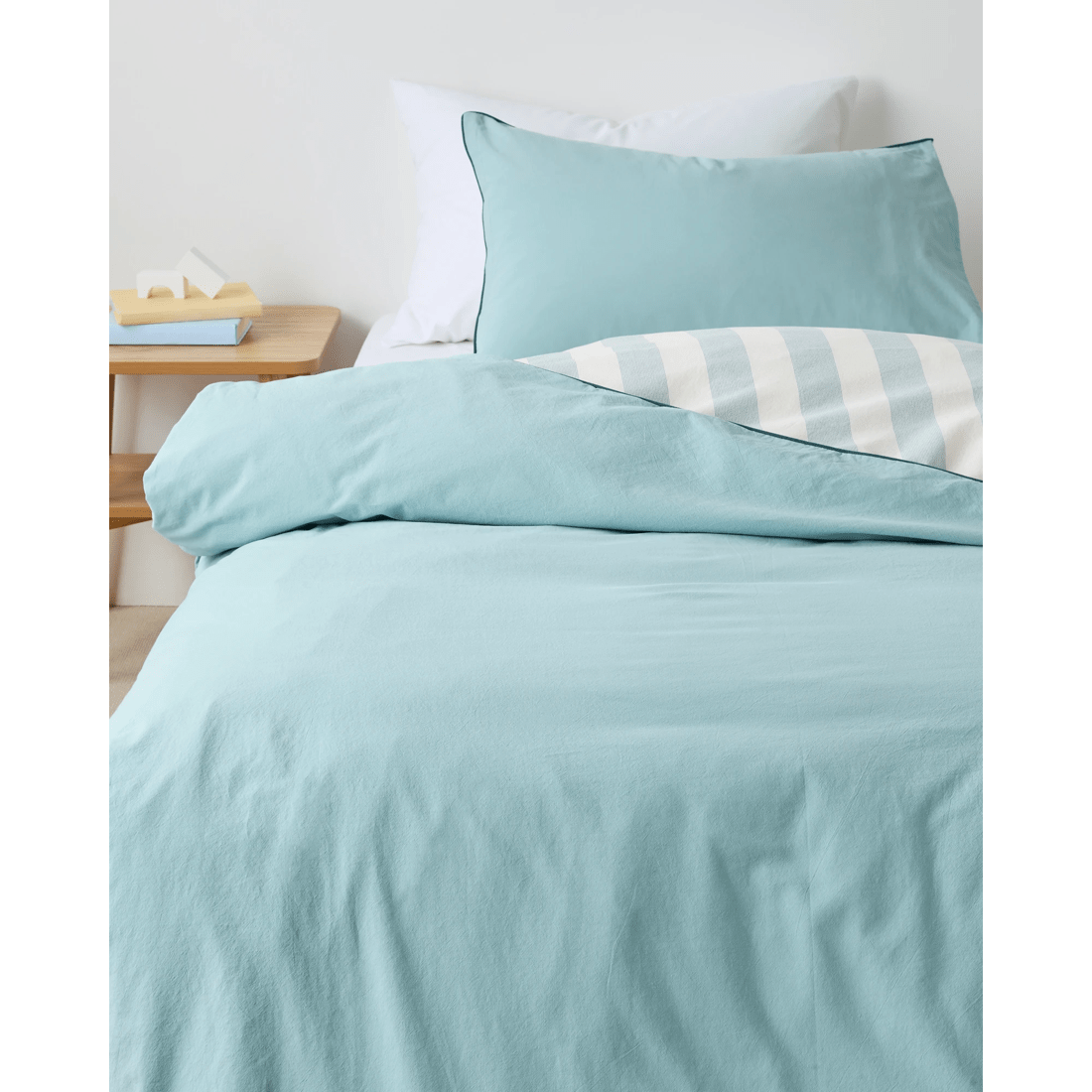 2 Arlo Stonewash Stripe Kids Quilt Cover Set
 - Single Bed
 - Blue, 2 of 6