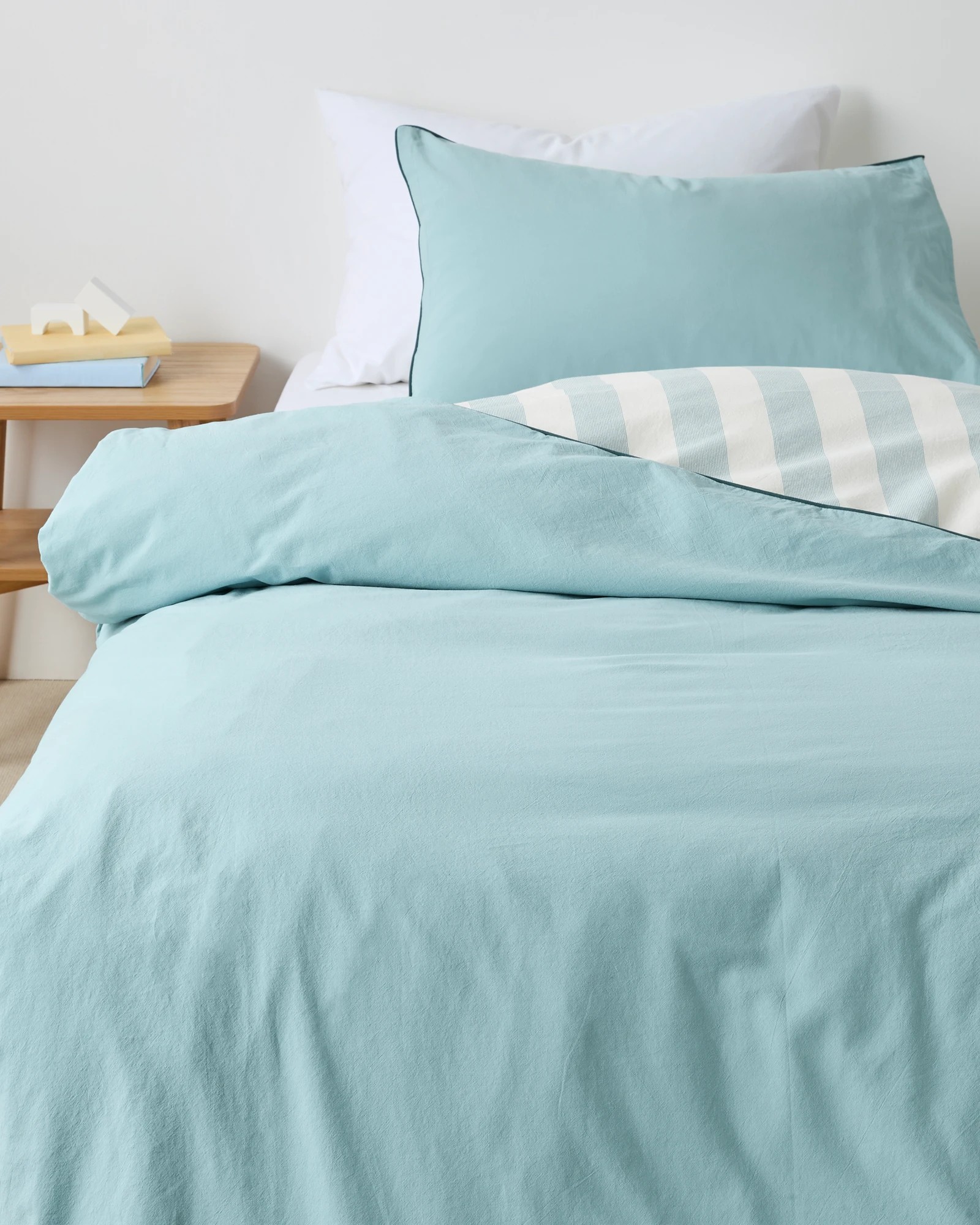 2 Arlo Stonewash Stripe Kids Quilt Cover Set - Queen Bed - Blue, 2 of 6