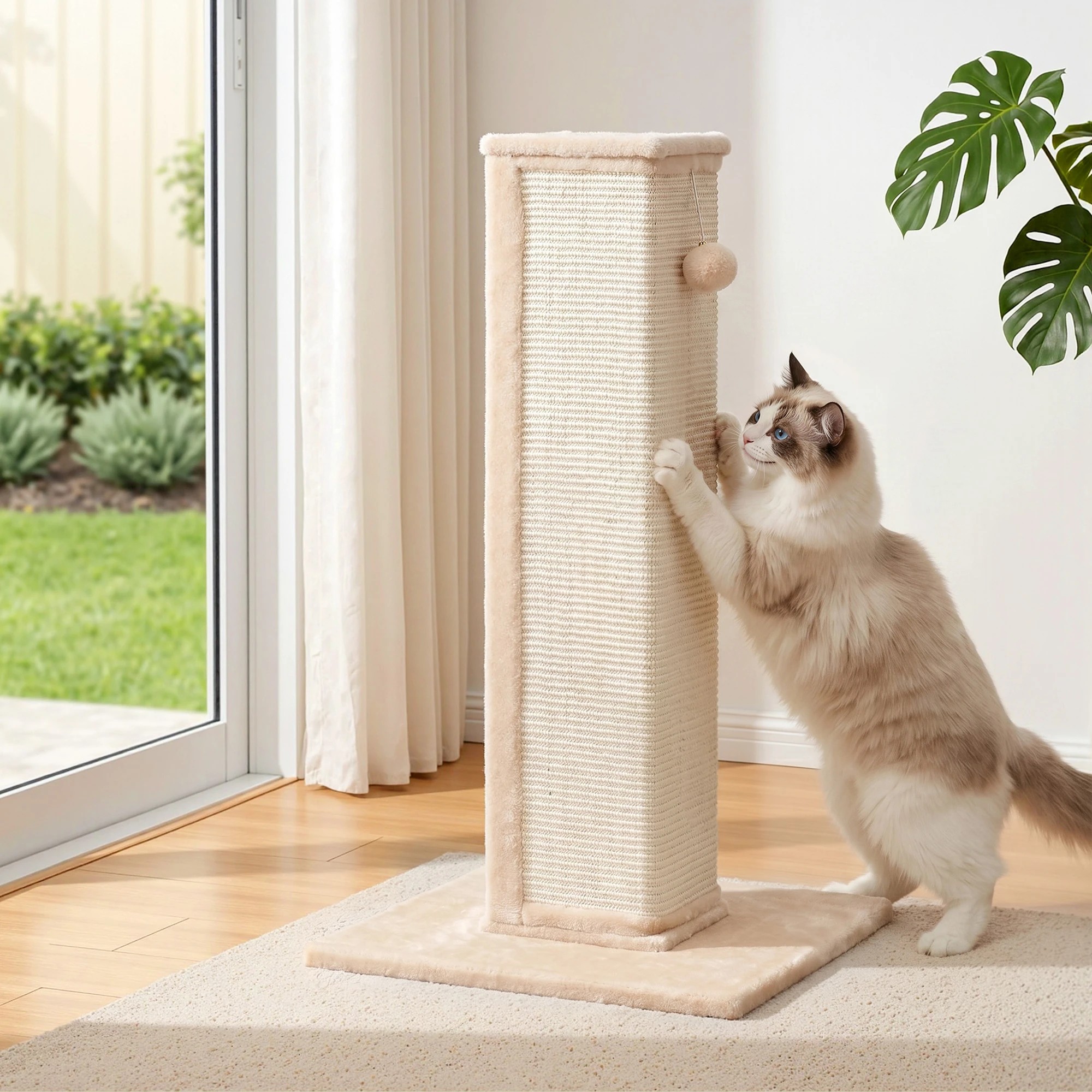 5 i.Pet Cat Tree 89cm Scratching Post Tower Scratcher Wood Condo Bed House Trees - Beige, 5 of 5