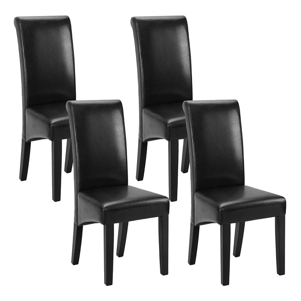 1 Artiss Dining Chairs Set of 4 Leather Parsons Chair - Black, 1 of 5
