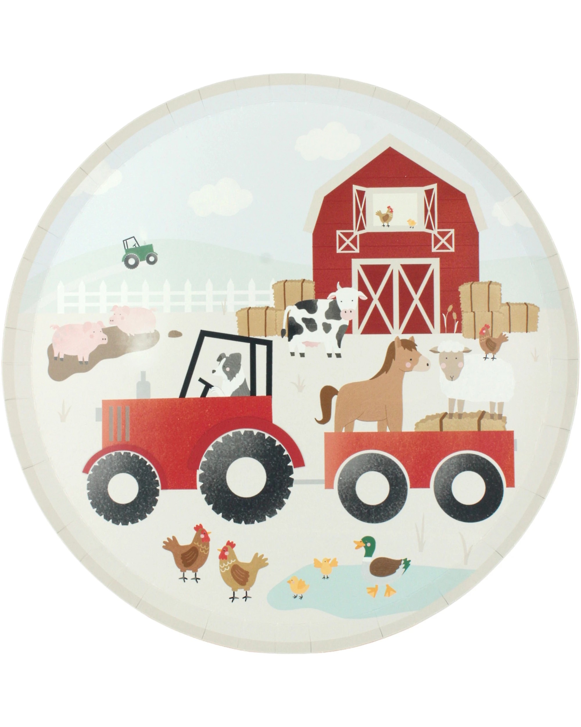 1 Ginger Ray Ginger Ray Farm Friends Large Paper Plates Pack of 8, 1 of 2