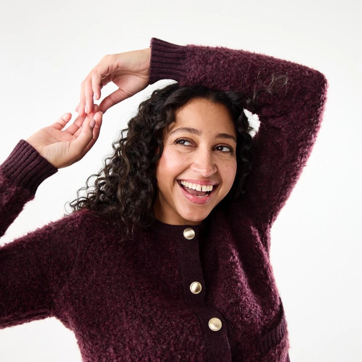5 Pocket Textured Cardigan Mulberry, 5 of 10