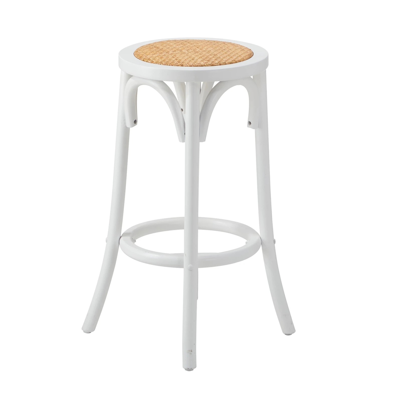 7 Oikiture Set Of 4 Bar Stools Kitchen Vintage Dining Chair Rattan Seat
 - White, 7 of 10
