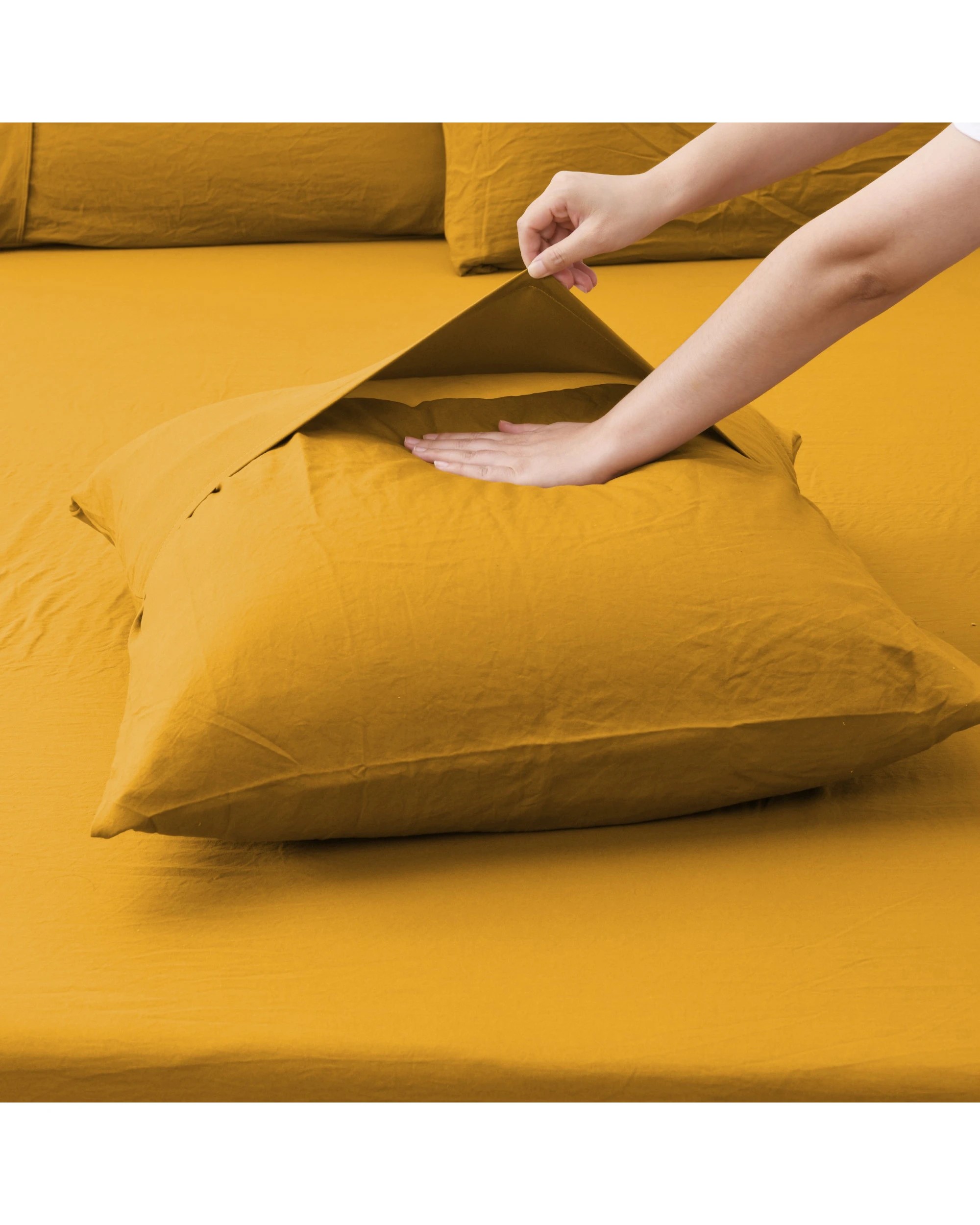 2 Dreamaker Superfine Washed Microfibre European Pillowcase - Mustard, 2 of 3