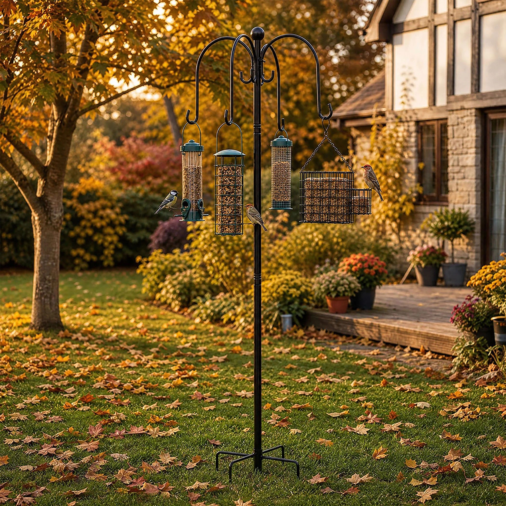 7 Toque Bird Feeder Station Hanging Stand Feeder 8 Hooks 4 Feeders Outdoor 224cm, 7 of 7