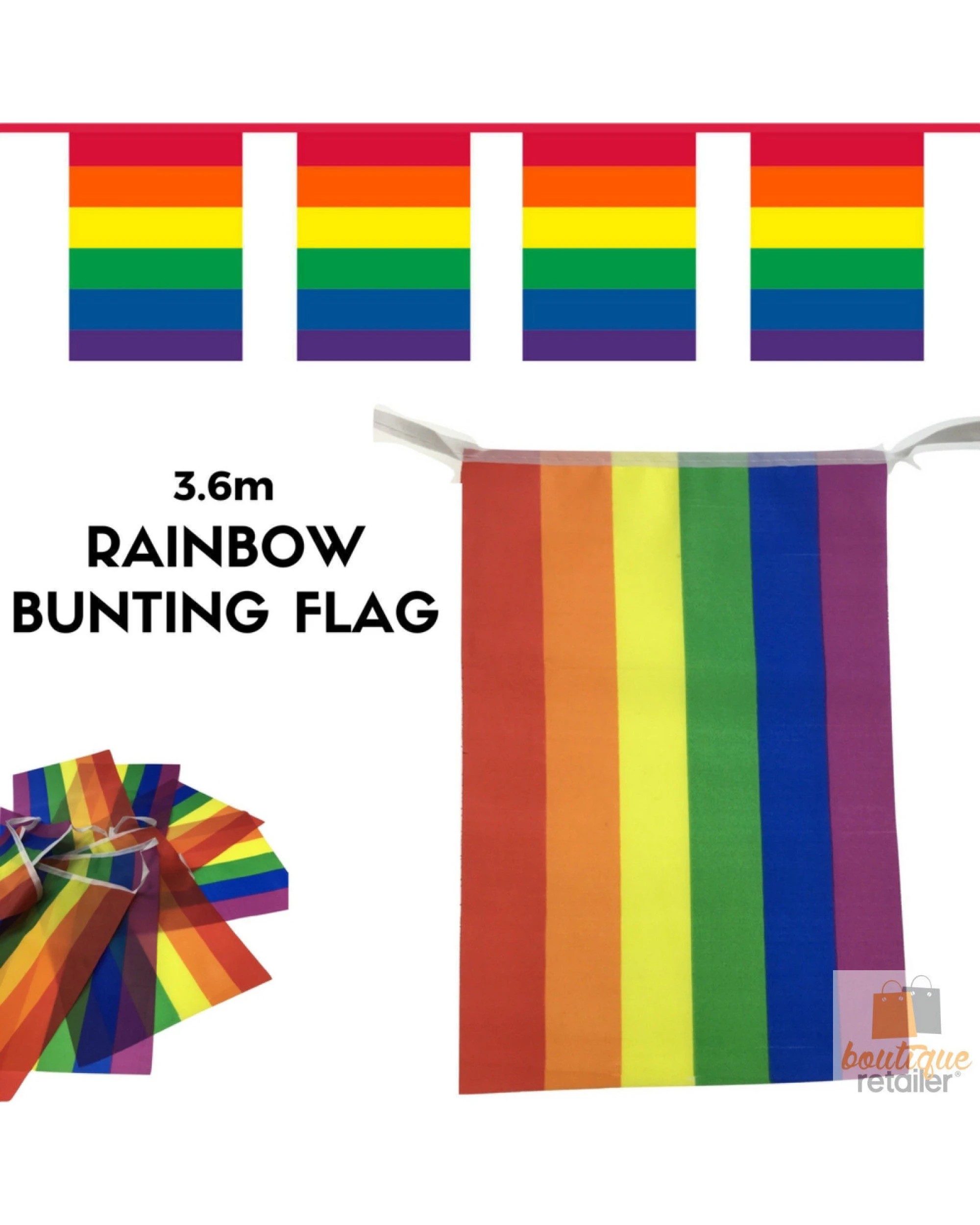 6 BR Costumes Rainbow Bunting Flag Party Banner for Celebrations and Events, 6 of 6